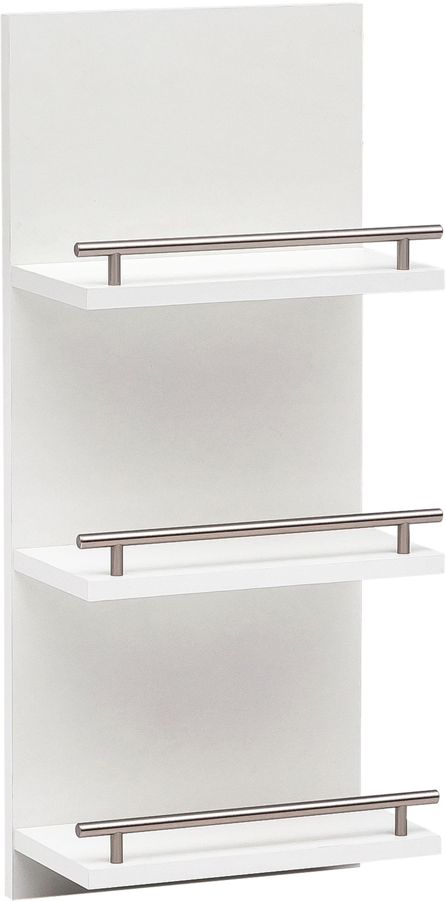 Schildmeyer Wandplank Nikosia Breedte 30 cm, 3 plateaus, met metalen reling rekken & planken maat 30x17,5x70 cm wit