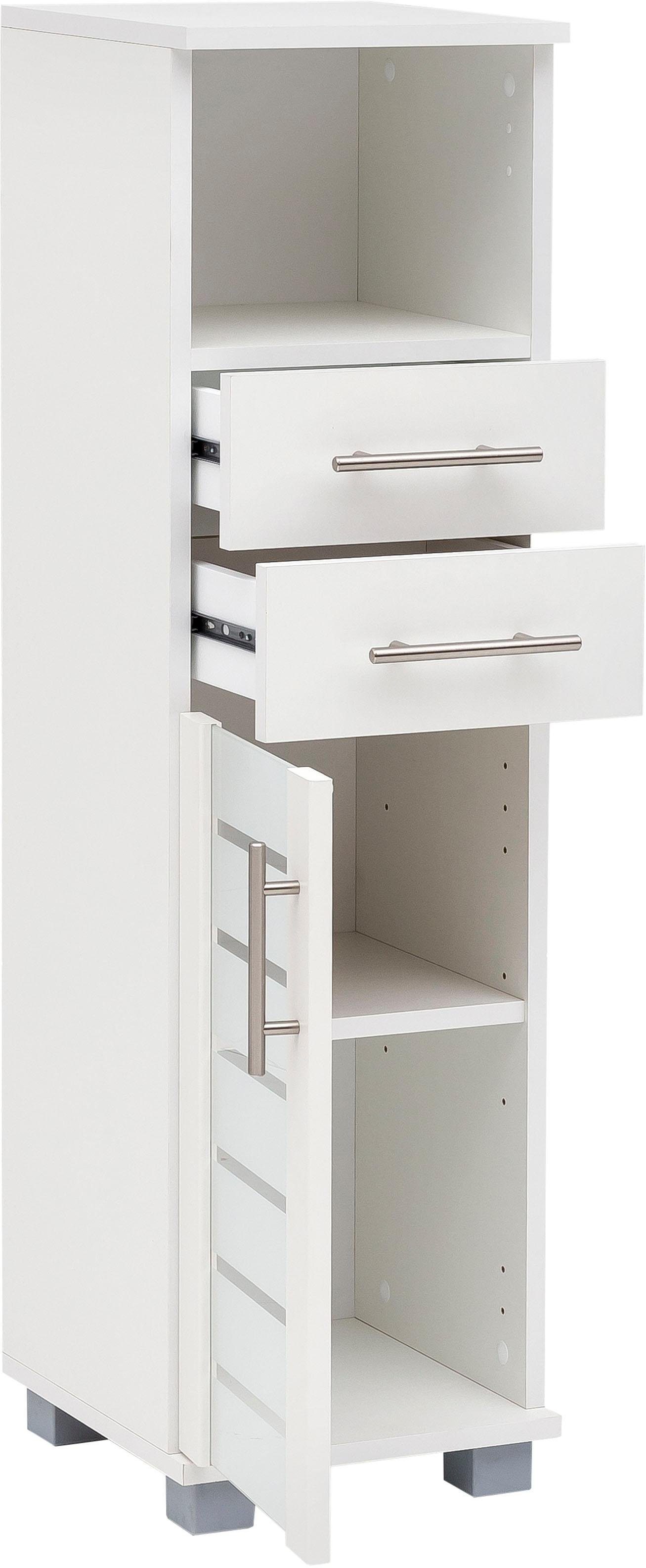 Schildmeyer Halfhoge kast Nikosia Breedte 30 cm, met glasdeur, 2 laden, mdf-fronten, metalen grepen