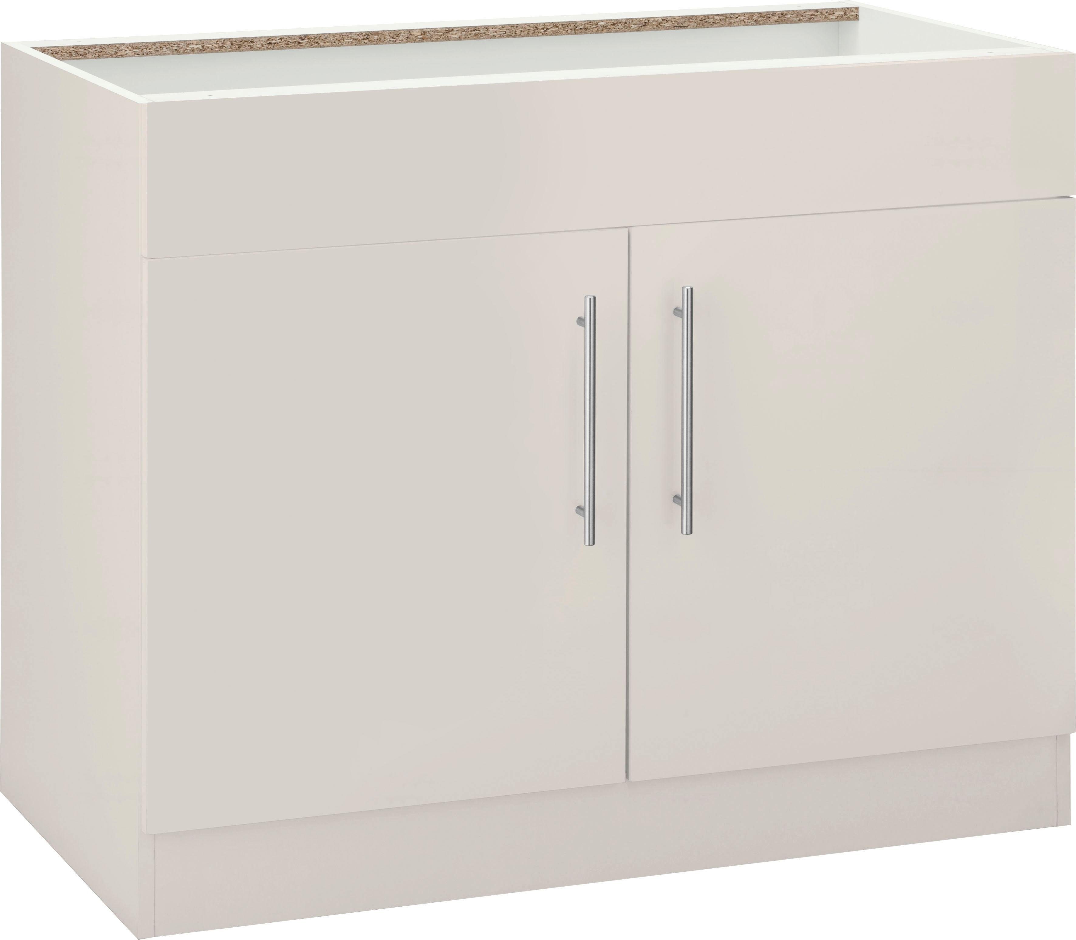 wiho Küchen Gootsteenkast Cali 100 cm breed, zonder werkblad gootsteenkasten beige