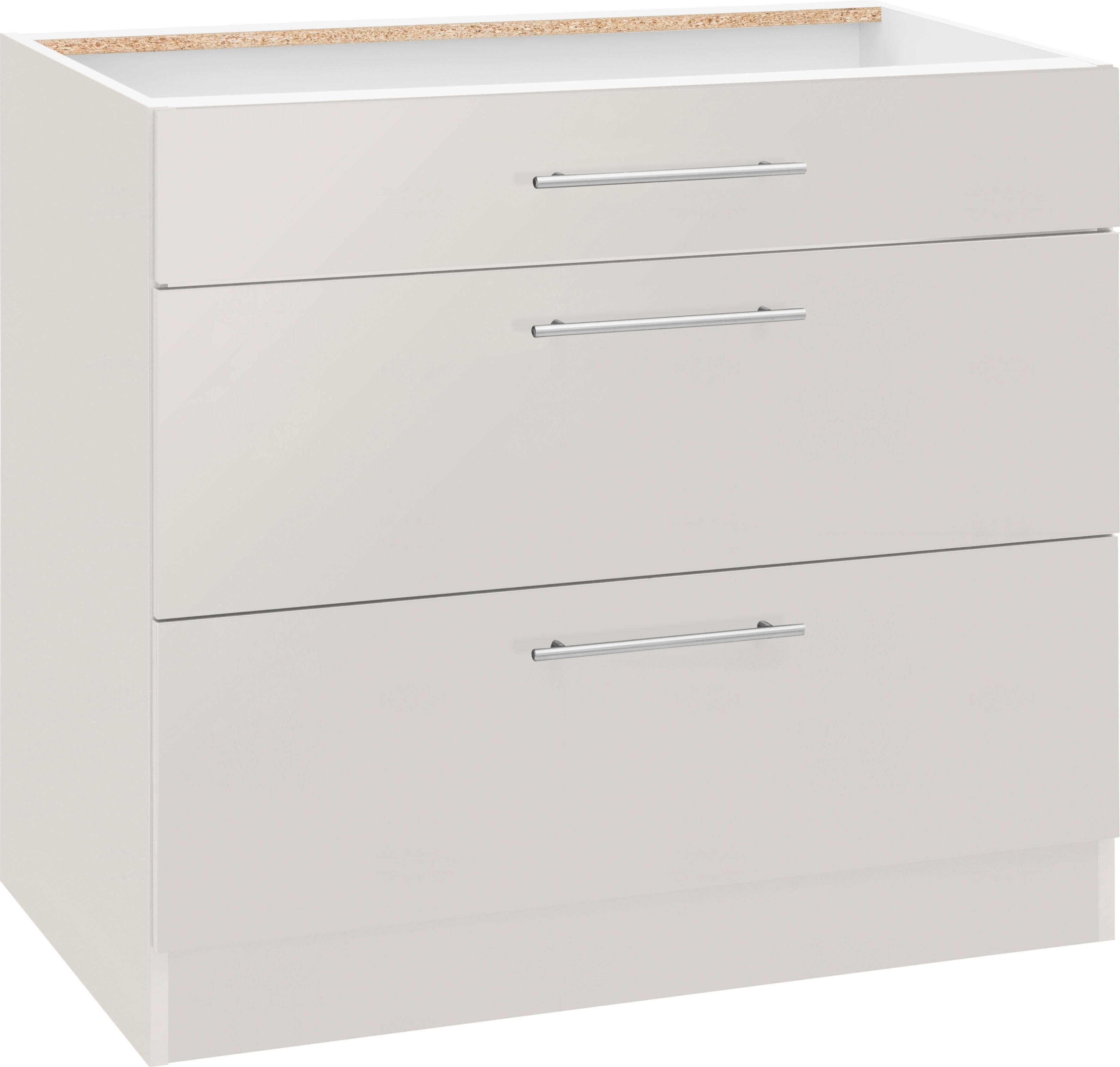 wiho Küchen Onderkast Cali 90 cm breed, met 2 grote laden zonder werkblad onderkasten beige