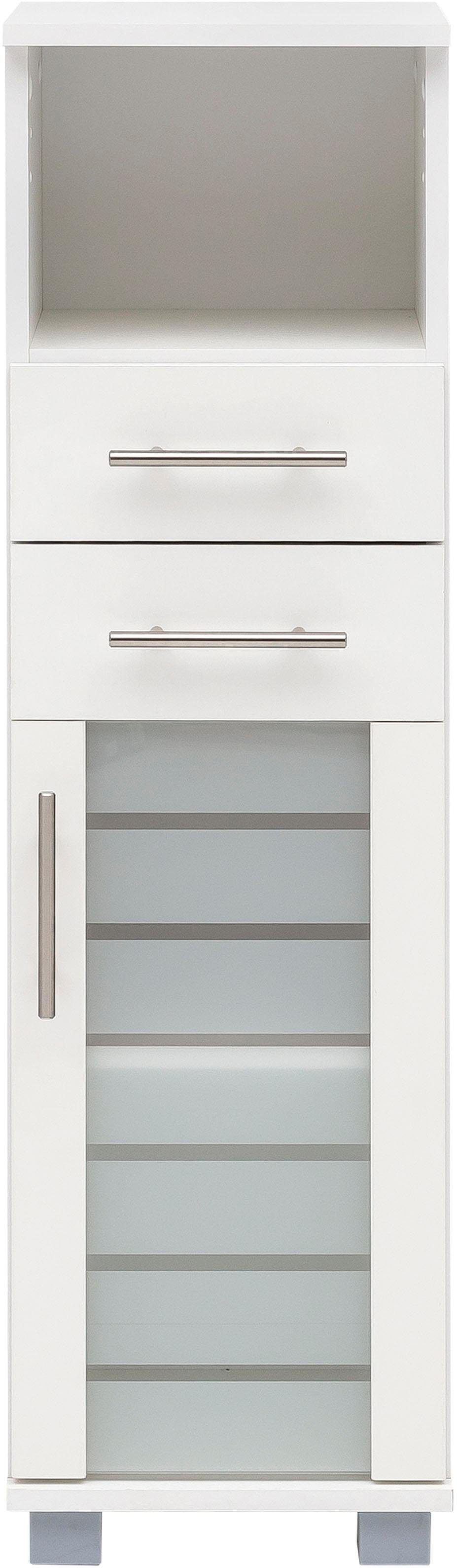 Schildmeyer Halfhoge kast Nikosia Breedte 30 cm, met glasdeur, 2 laden, mdf-fronten, metalen grepen