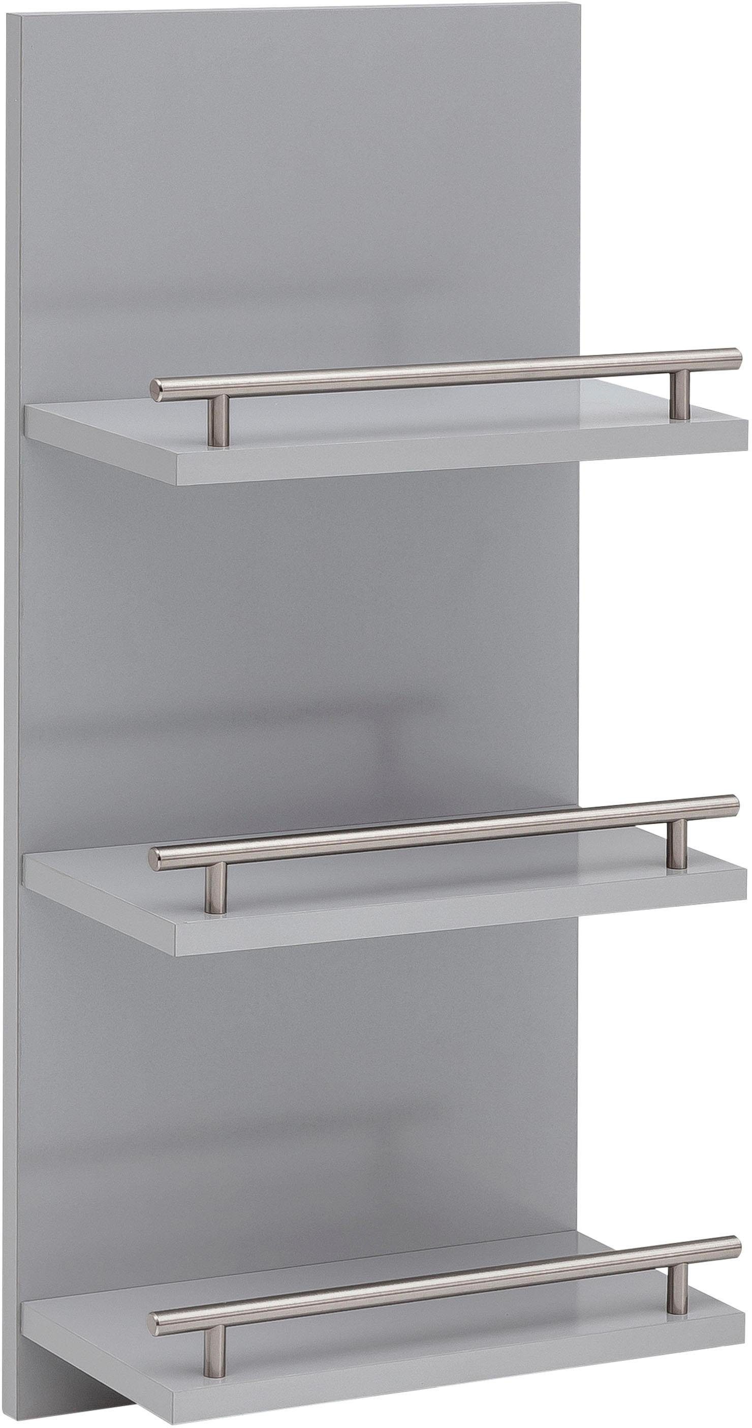 Schildmeyer Wandplank Nikosia Breedte 30 cm, 3 plateaus, met metalen reling rekken & planken maat 30x17,5x70 cm zilver(kleur)