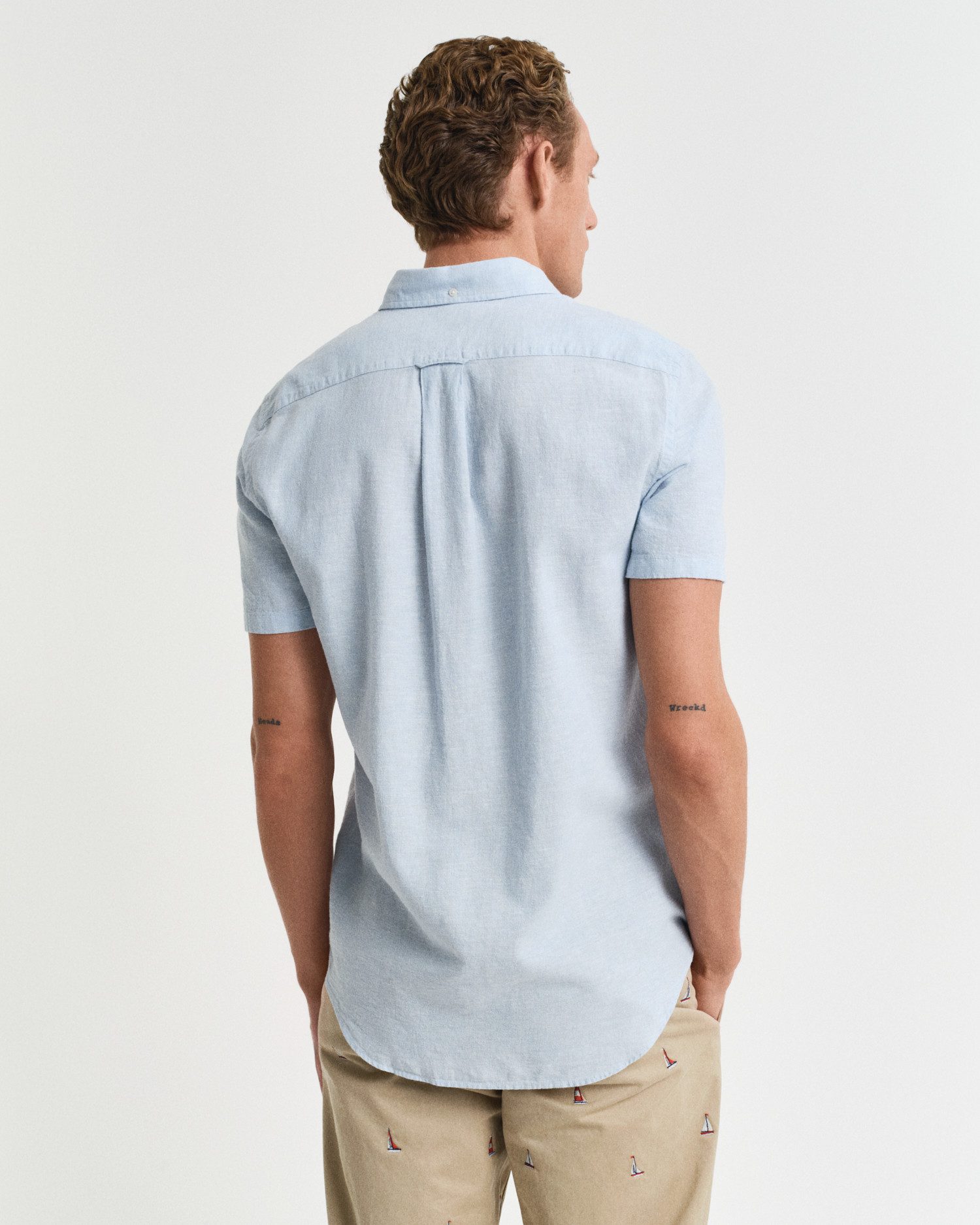 Gant Overhemd met korte mouwen REG COTTON LINEN SS SHIRT