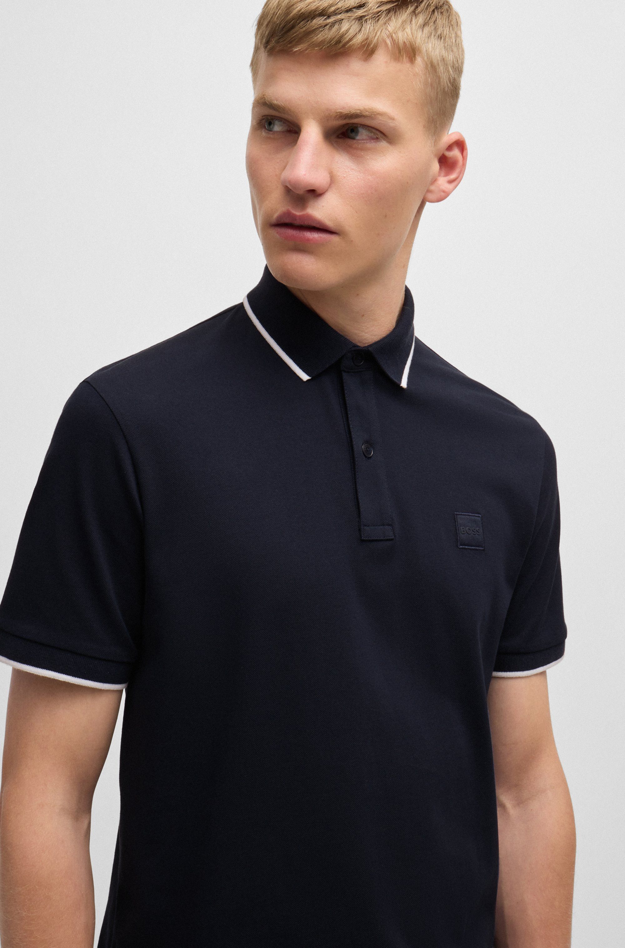 Boss Orange Poloshirt Passertip met boss badge