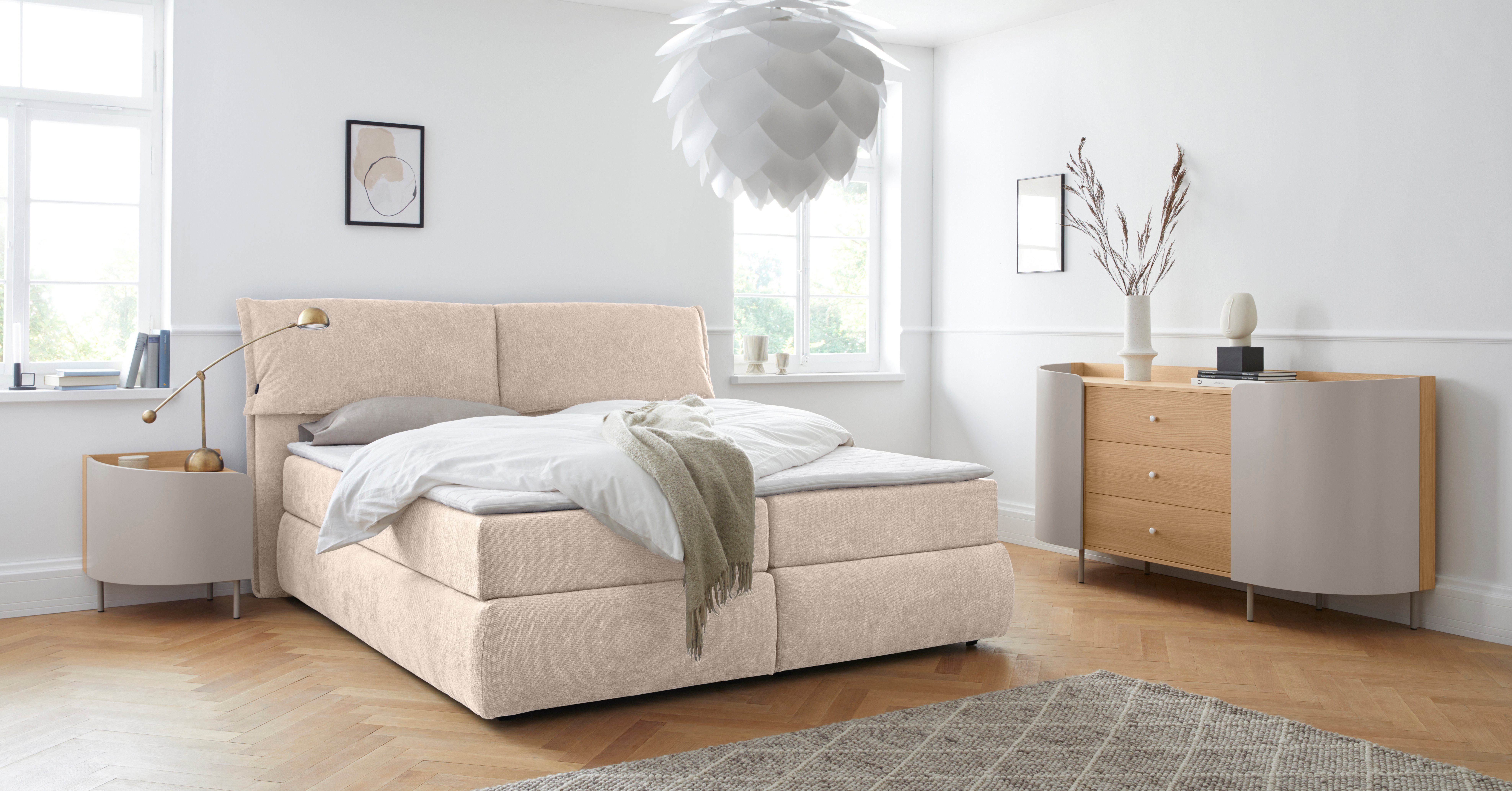 andas Boxspring Jenson in 4 kleuren, 4 breedten, 3 matrassoorten in 2 hardheden, topmatras