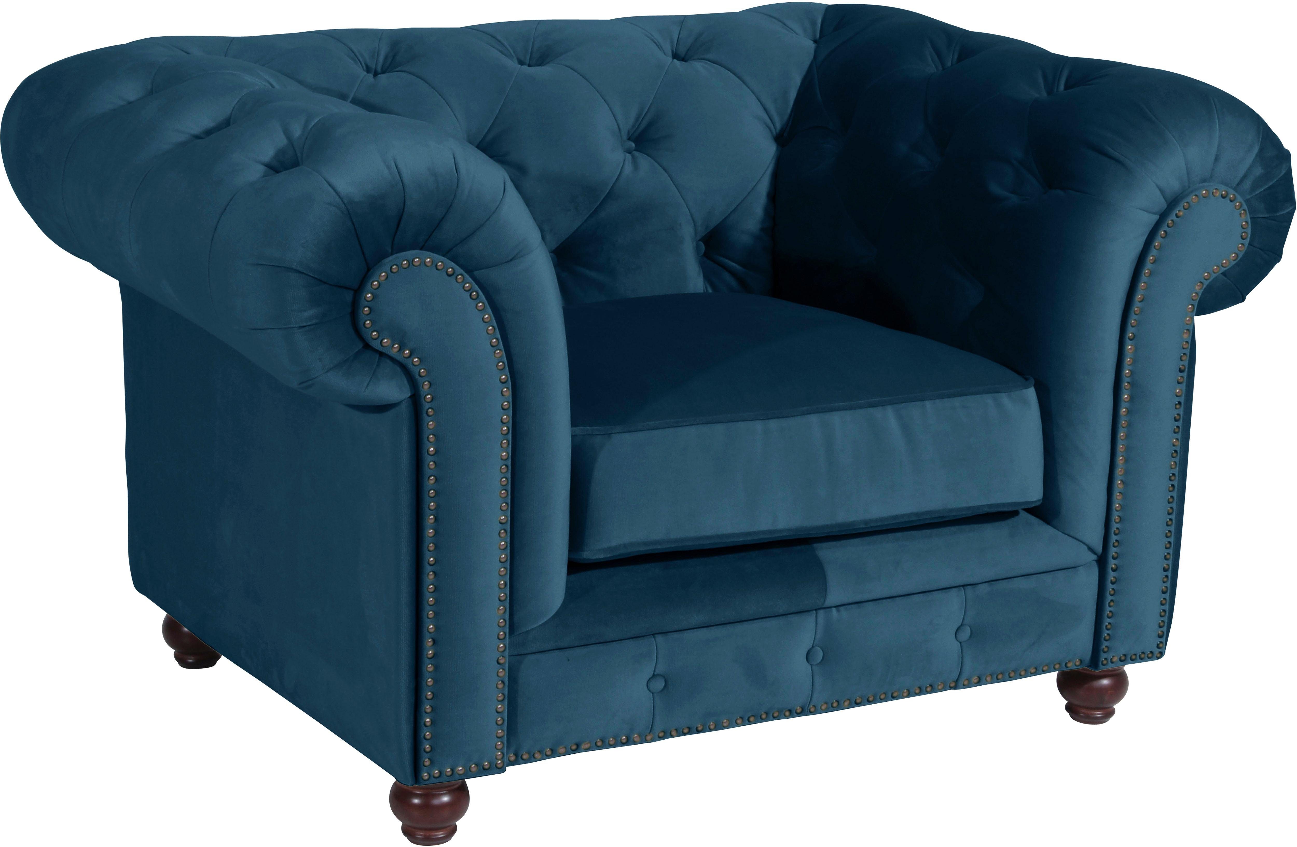 max winzer chesterfield-fauteuil old engeland met elegante knoopstiksels groen