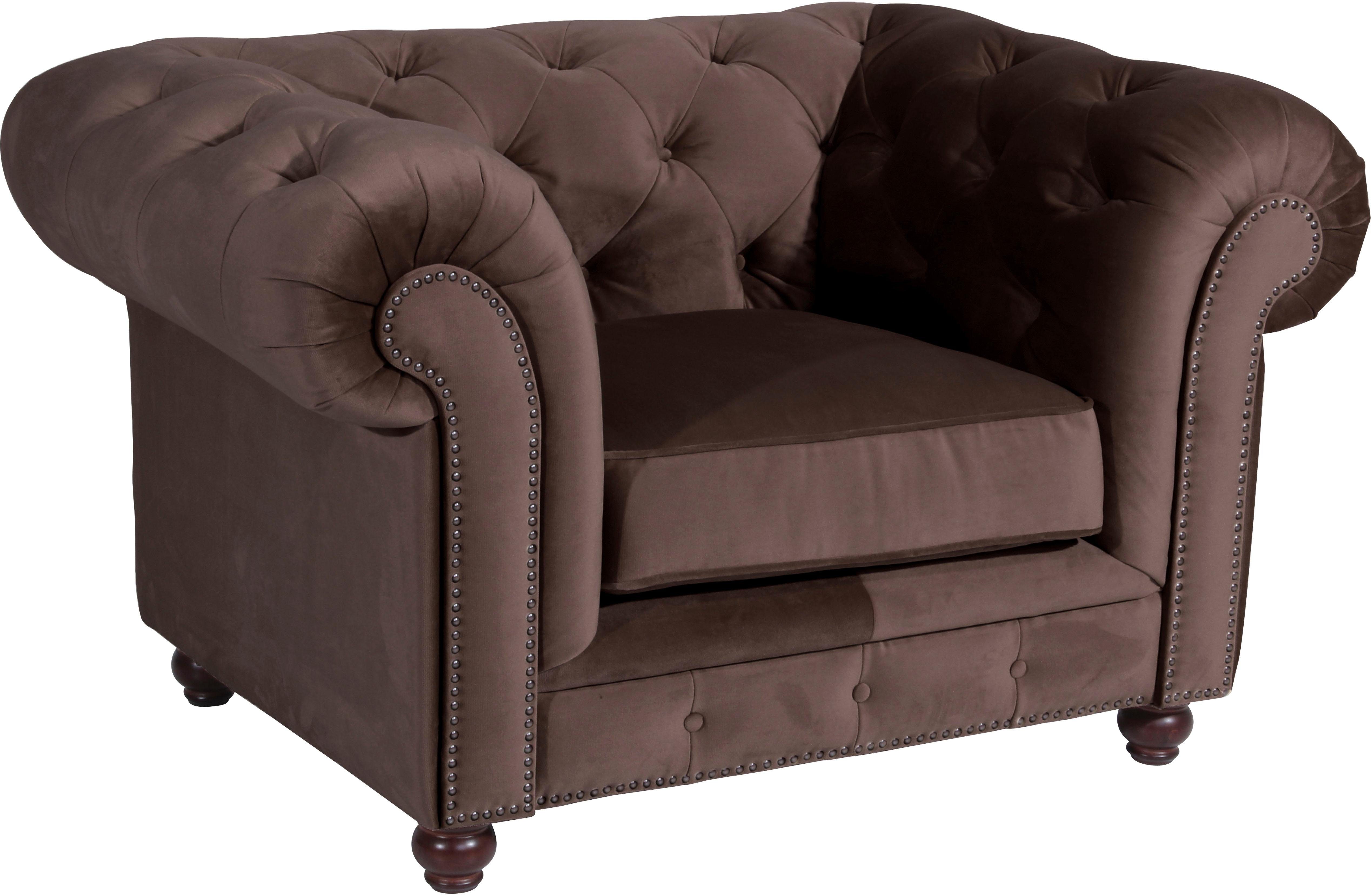 max winzer chesterfield-fauteuil old engeland met elegante knoopstiksels bruin