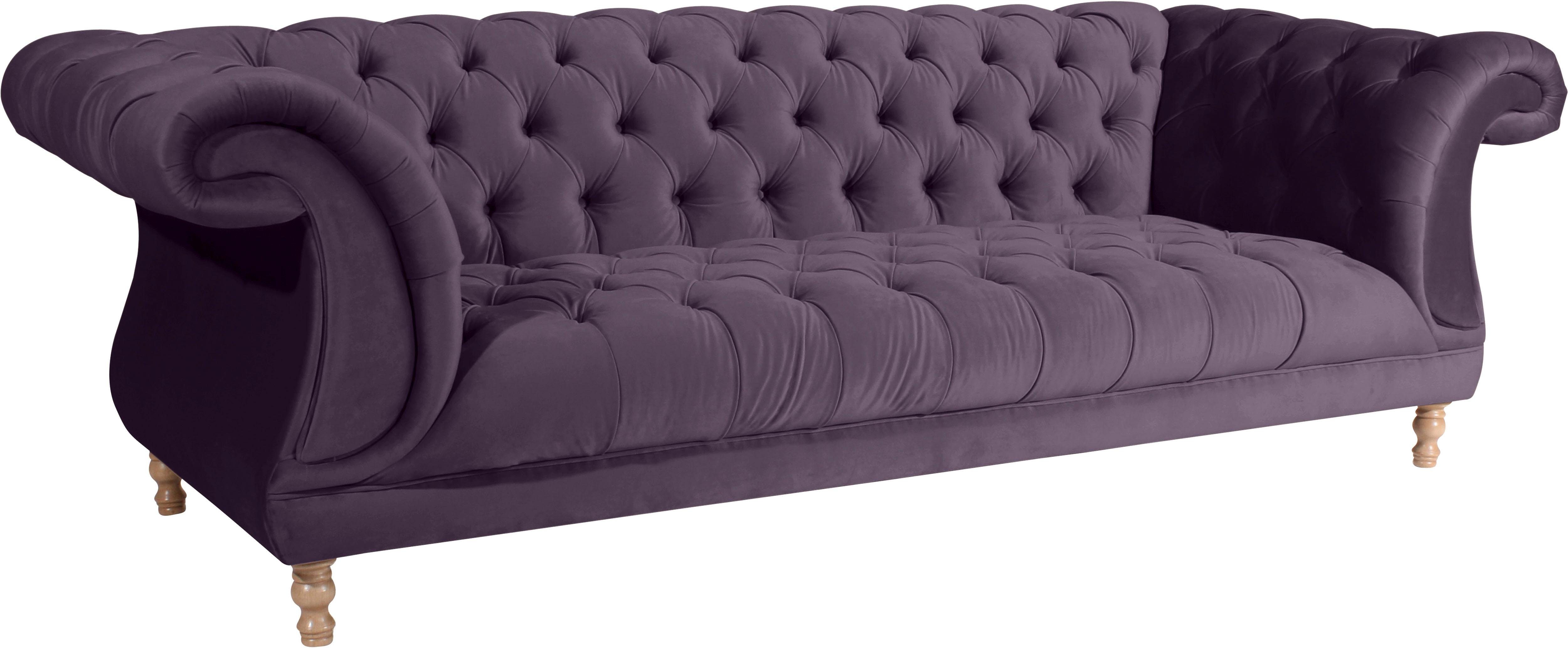 Max Winzer® Chesterfield-bank Isabelle met chique capitonnage & gedraaide poten in naturel-beuken, breedte 260 cm