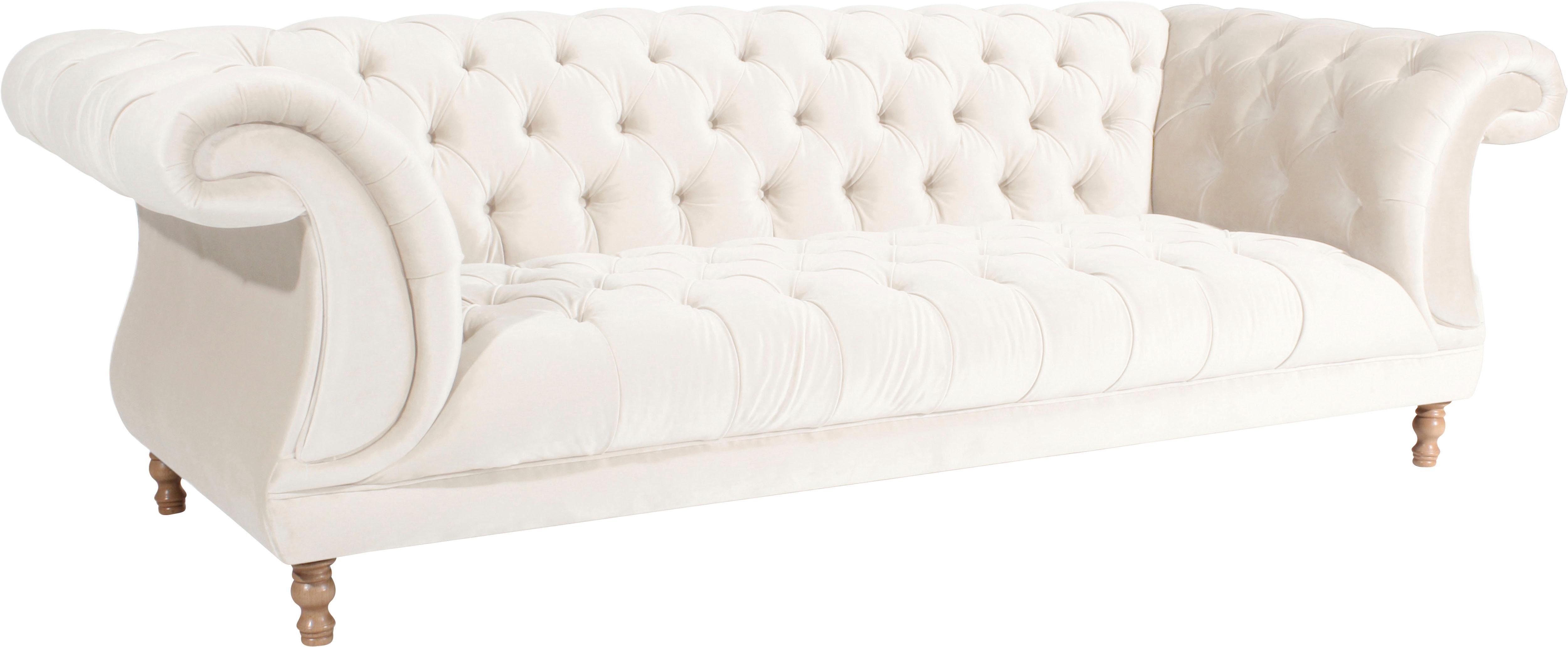 Max Winzer® Chesterfield-bank Isabelle met chique capitonnage & gedraaide poten in naturel-beuken, breedte 260 cm