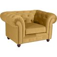 max winzer chesterfield-fauteuil old engeland met elegante knoopstiksels geel