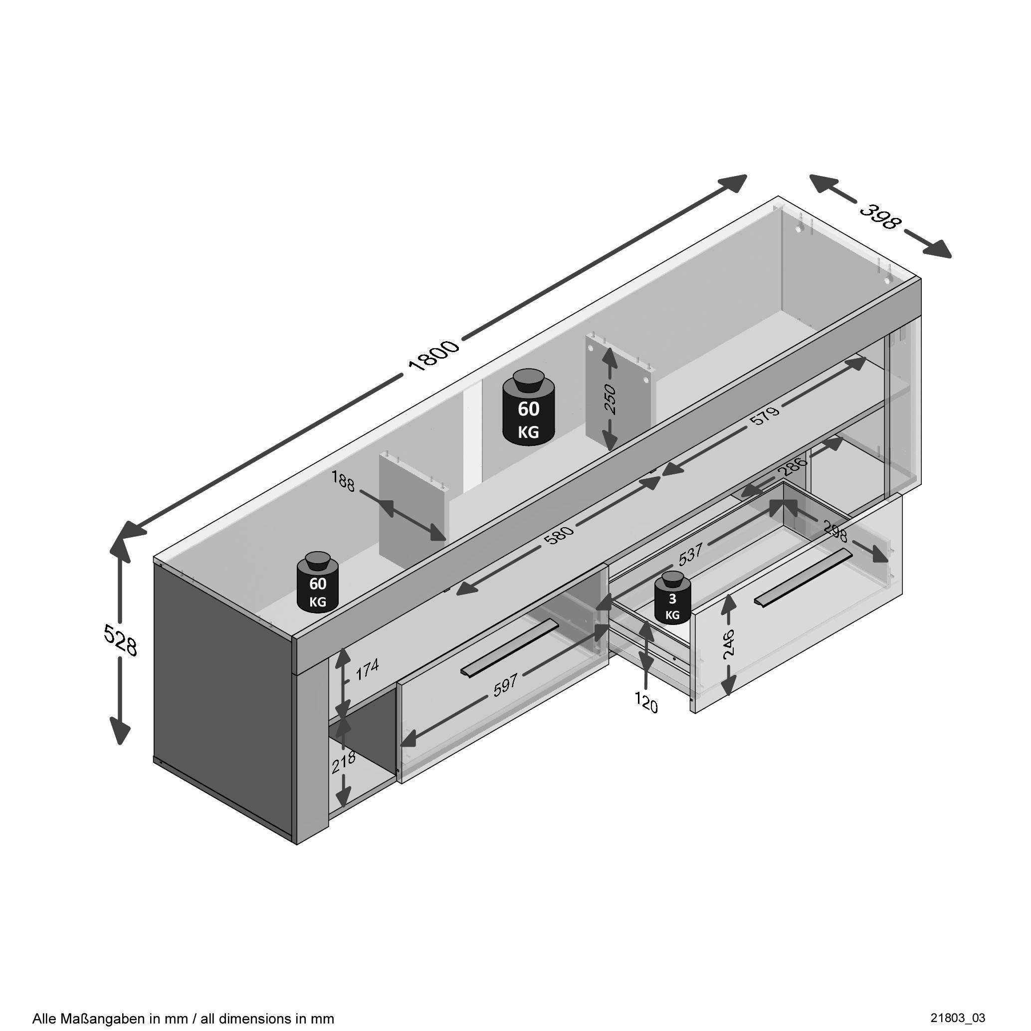 FMD Tv-meubel VIBIO 2 Breedte 180 cm