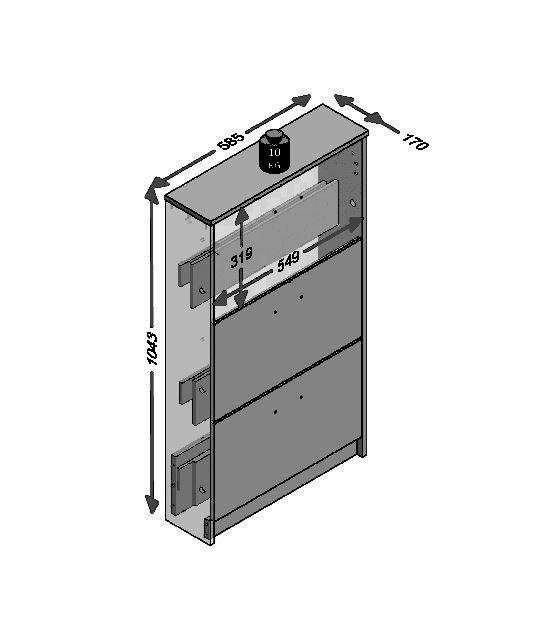 FMD Schoenenkast Step 3 Breedte 58,5 cm, diep 17 cm, met 3 kleppen, schoenenkast