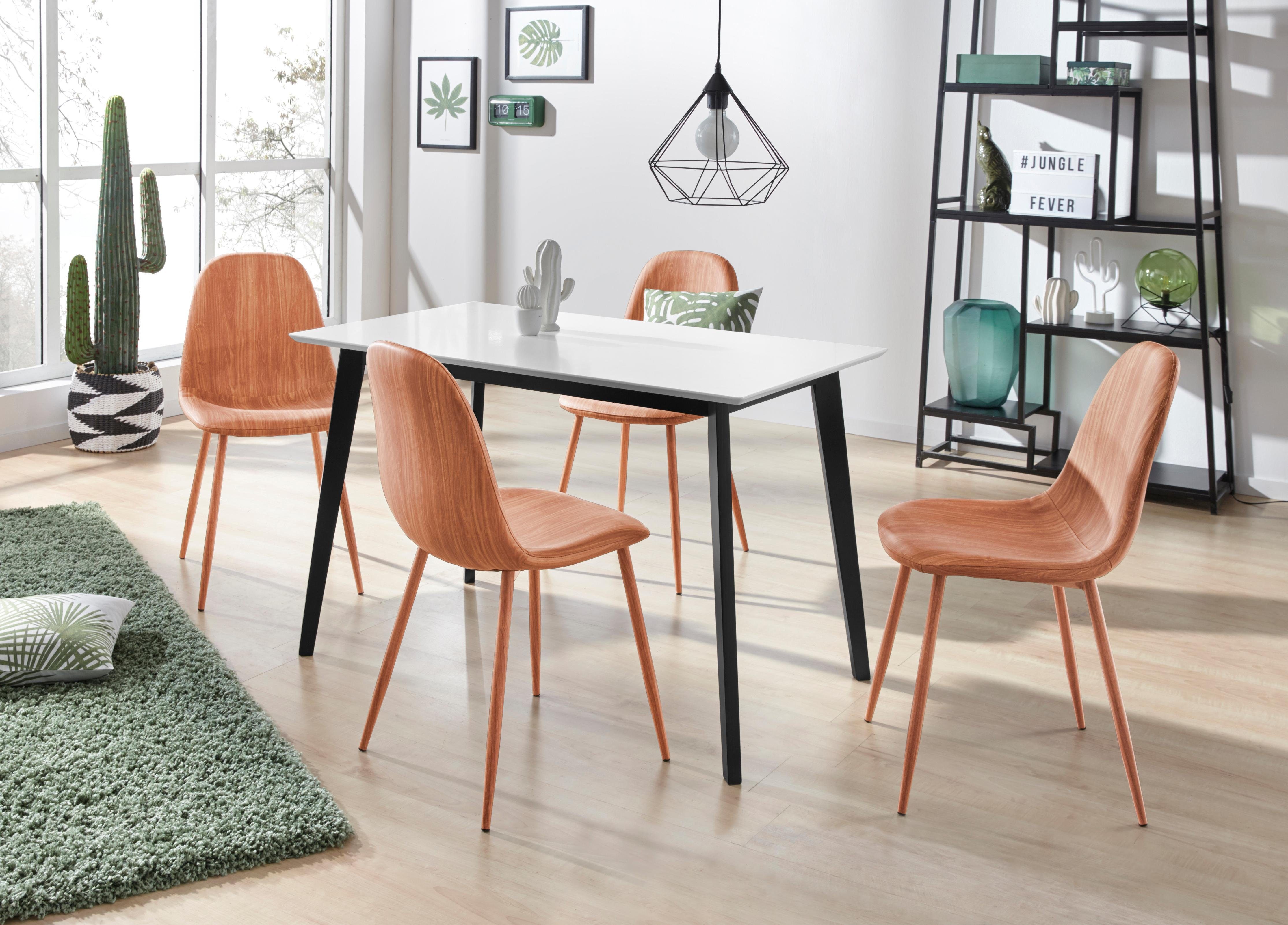 INOSIGN Eettafel Cody met poten van massief hout hoekig mdf-tafelblad, in 2 kleurvarianten