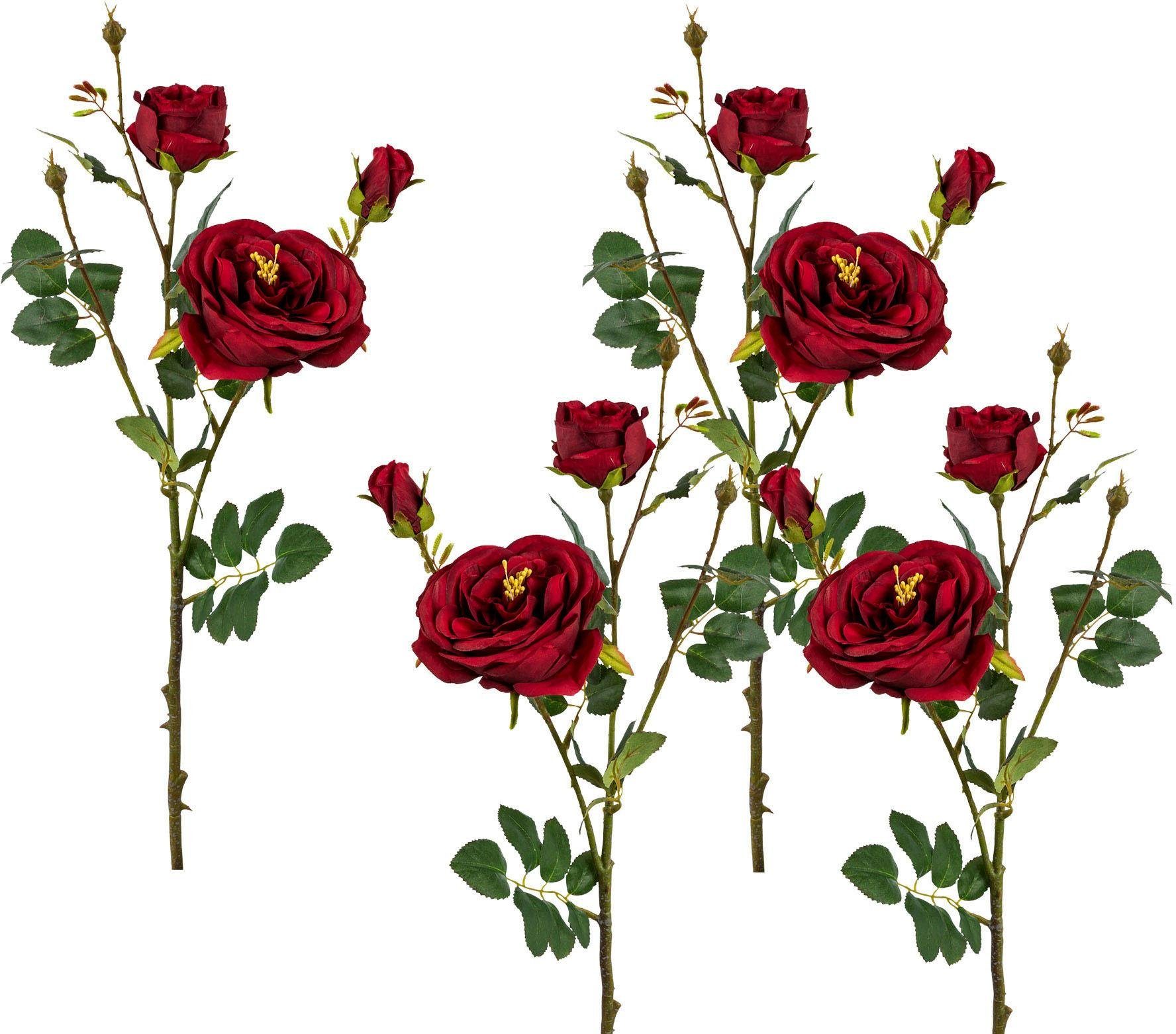 Creativ green Kunstbloem set van 4 (4 stuks) kunstbloemen rood