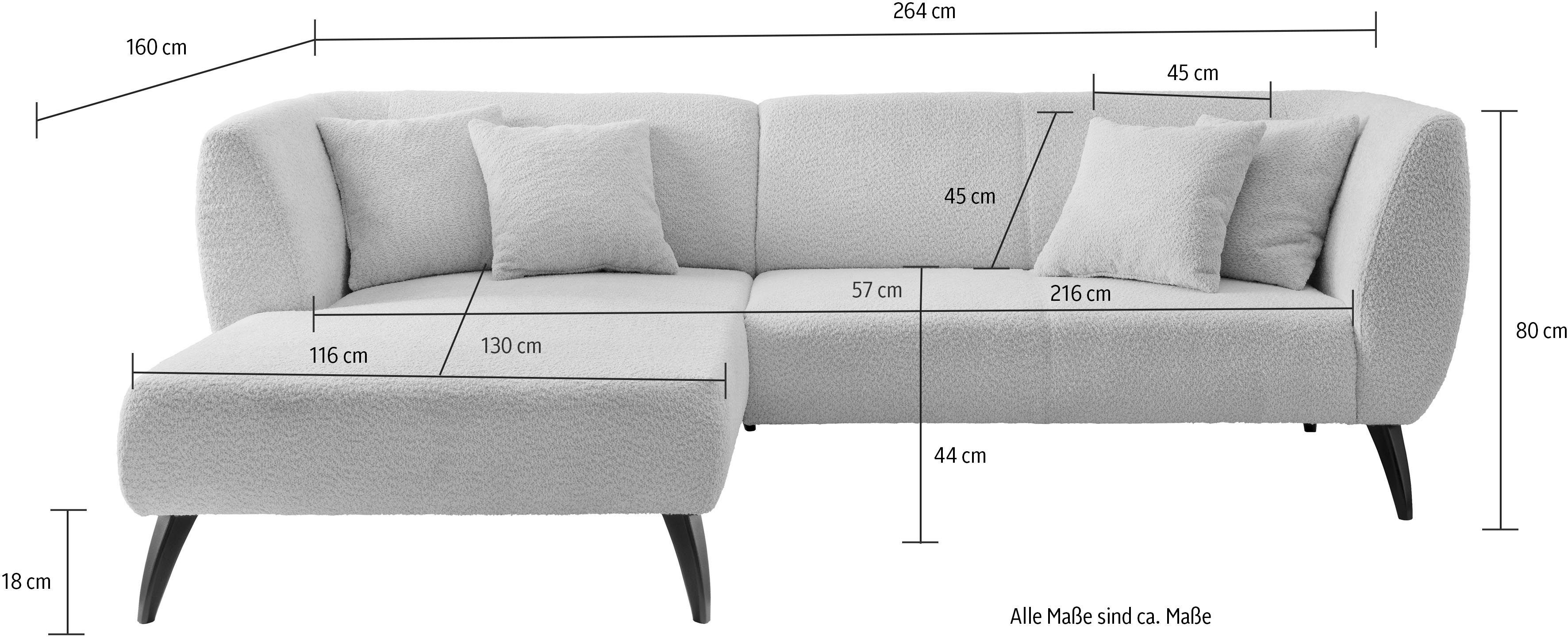 INOSIGN Hoekbank Colori L-vorm Houtkleur voetkeuze, inclusief 4x sierkussens