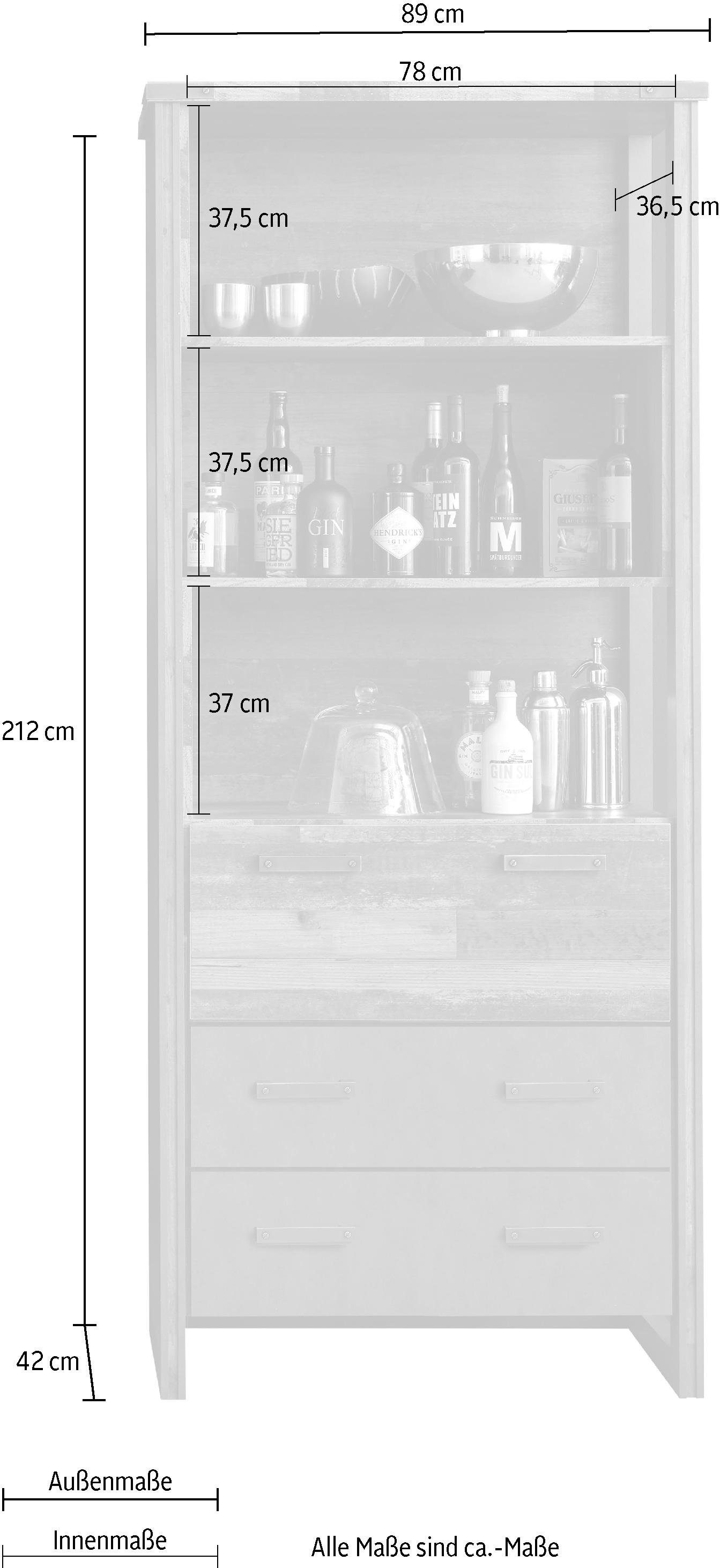 Home affaire Opbergrek BRISTOL Hoogte 212 cm, met 2 lades en 1 klep