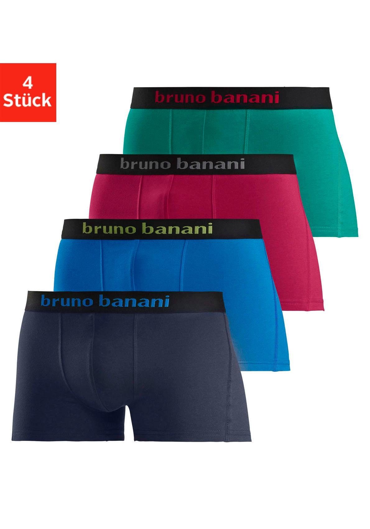 Bruno Banani Boxershort voor heren met gekleurd merkopschrift bij de boord (set, 4 stuks)