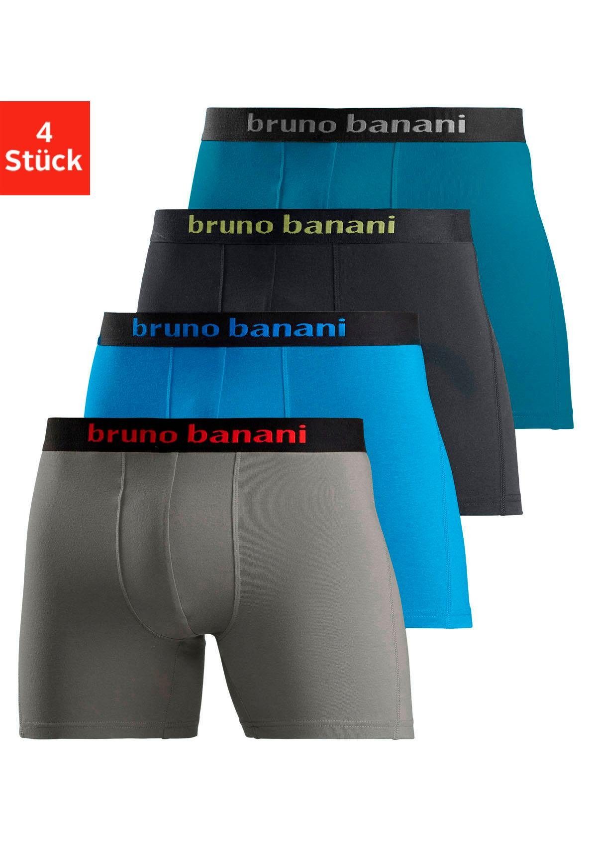bruno banani lange boxershort met opvallende logoband (set, 4 stuks) multicolor