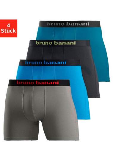 bruno banani lange boxershort met opvallende logoband (set, 4 stuks) multicolor
