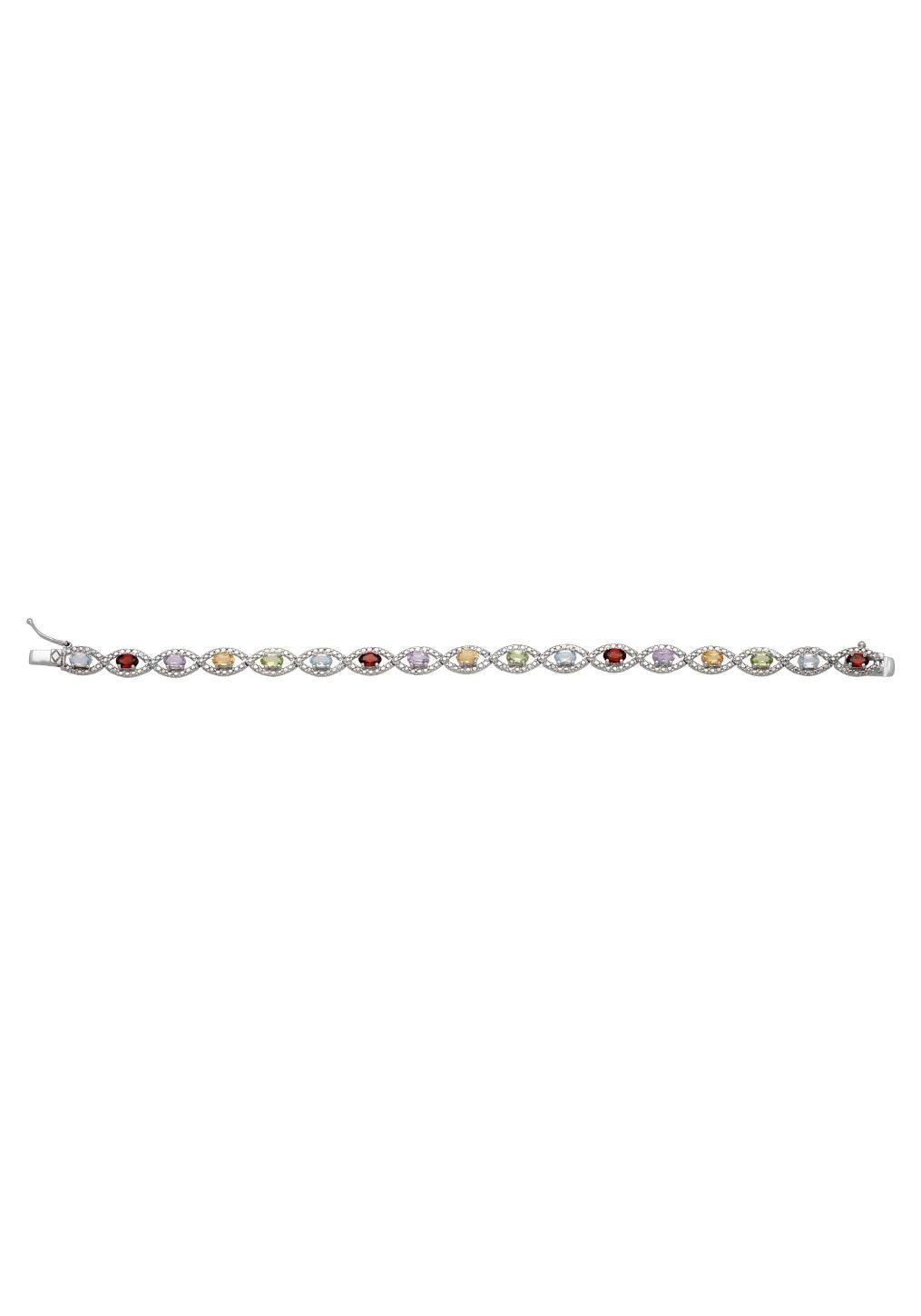 Firetti Zilveren armband Sieraad cadeau armbanden armketting kleurstenen edelstenen mix met blauwe topaas, peridoot, citrien, amethist, granaat, diamant