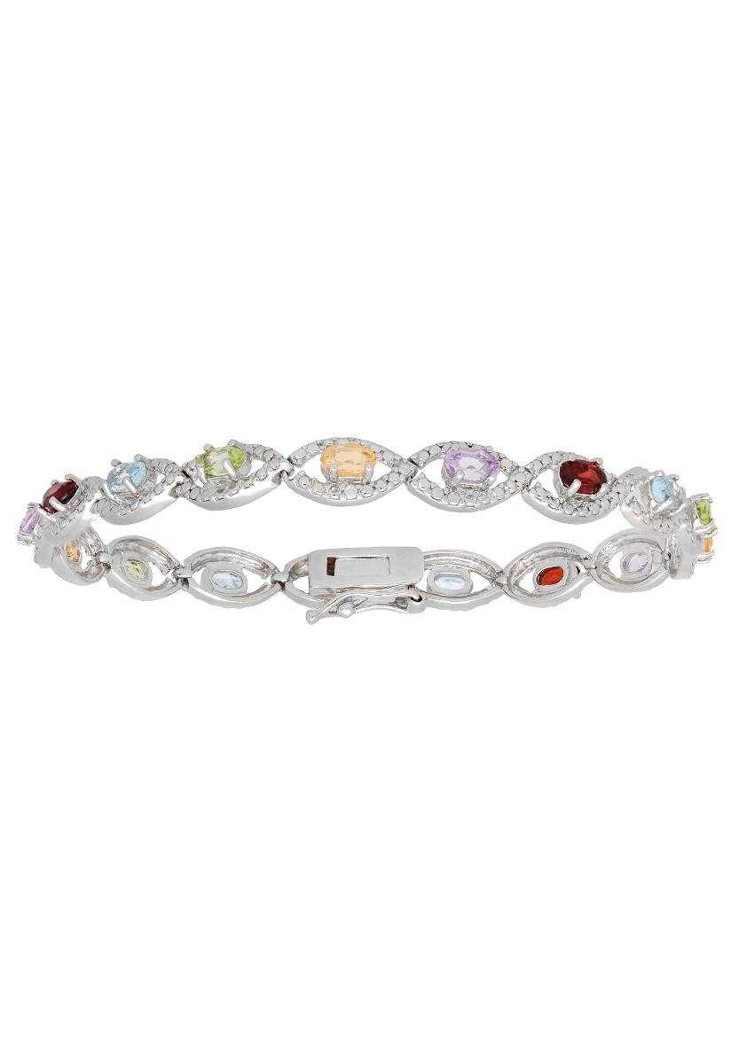 Firetti Zilveren armband Sieraad cadeau armbanden armketting kleurstenen edelstenen mix met blauwe topaas, peridoot, citrien, amethist, granaat, diamant