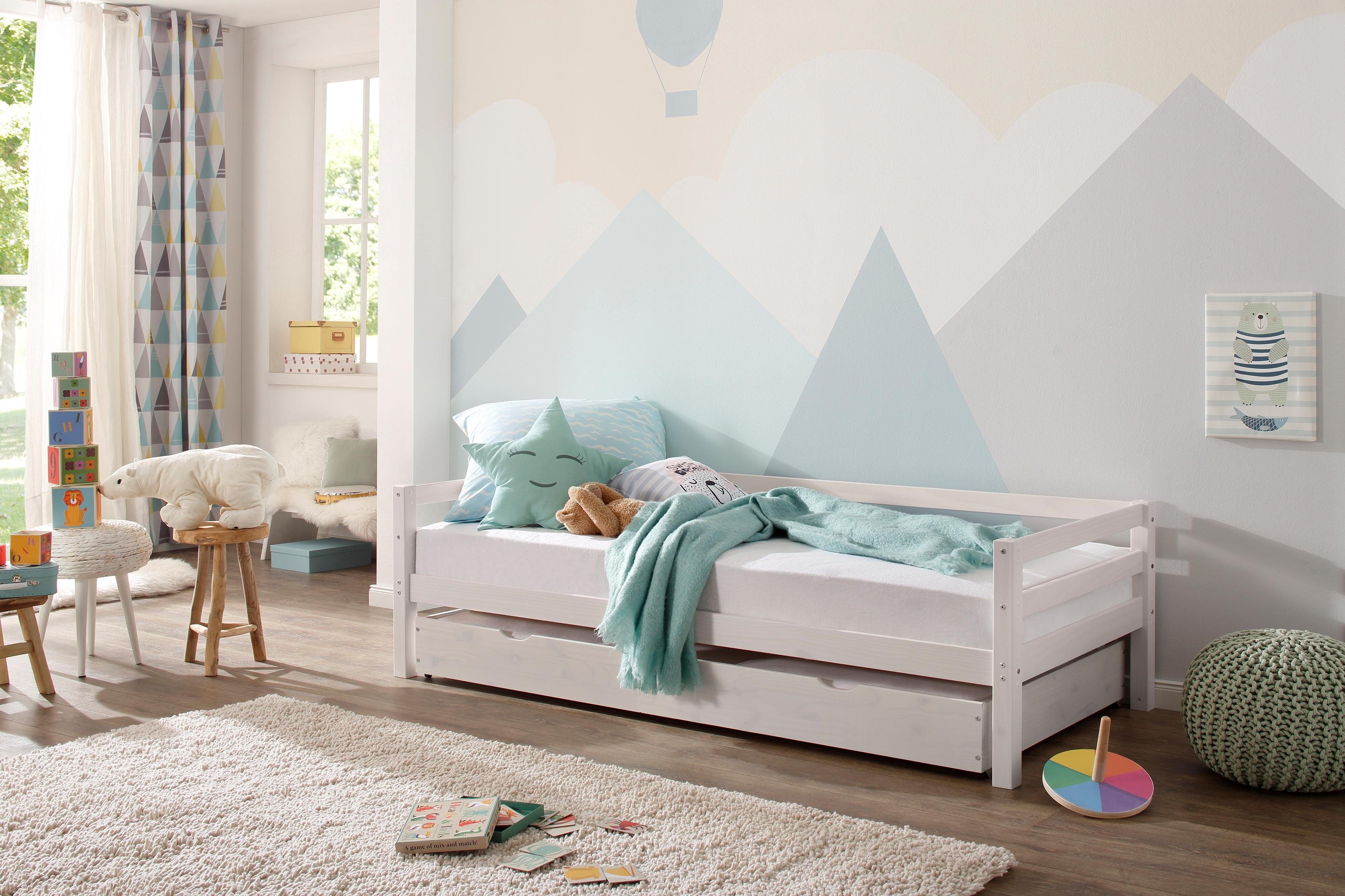 Lüttenhütt Slaapbank Alpi met lade van grenenhout, totale breedte 103 cm, kinderbed (1 stuk)