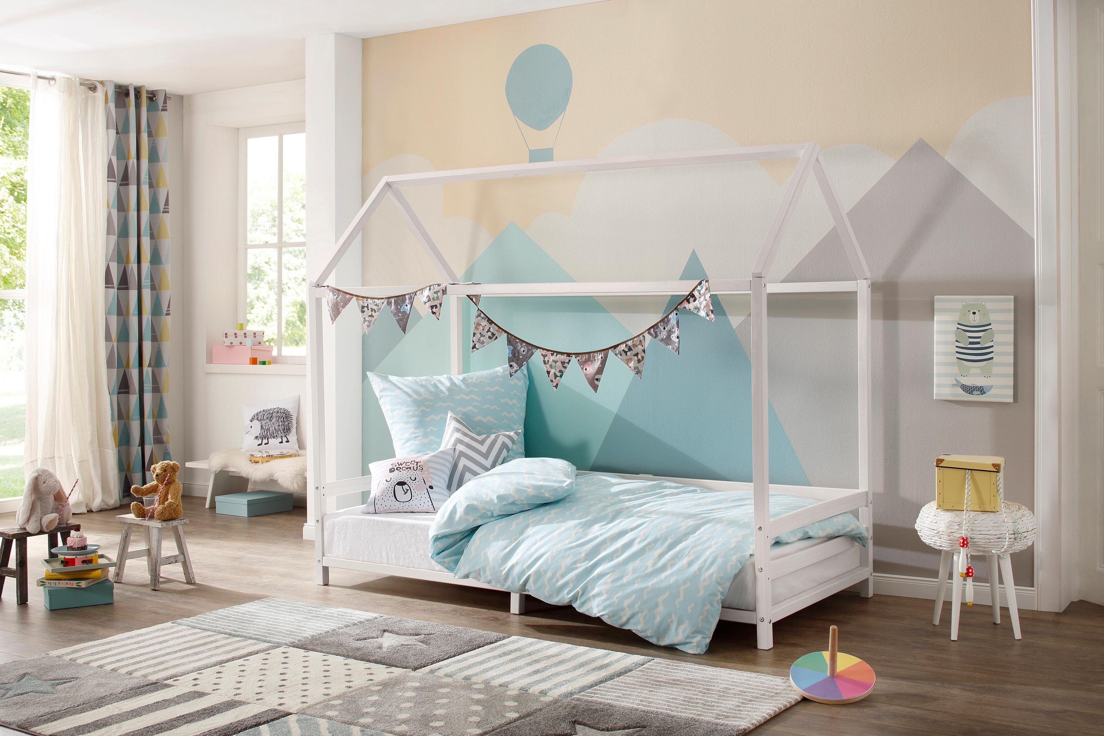 Lüttenhütt Kinderledikant Ellen Bedhuis met rand van grenenhout, twee kleurvarianten, breedte 208 cm