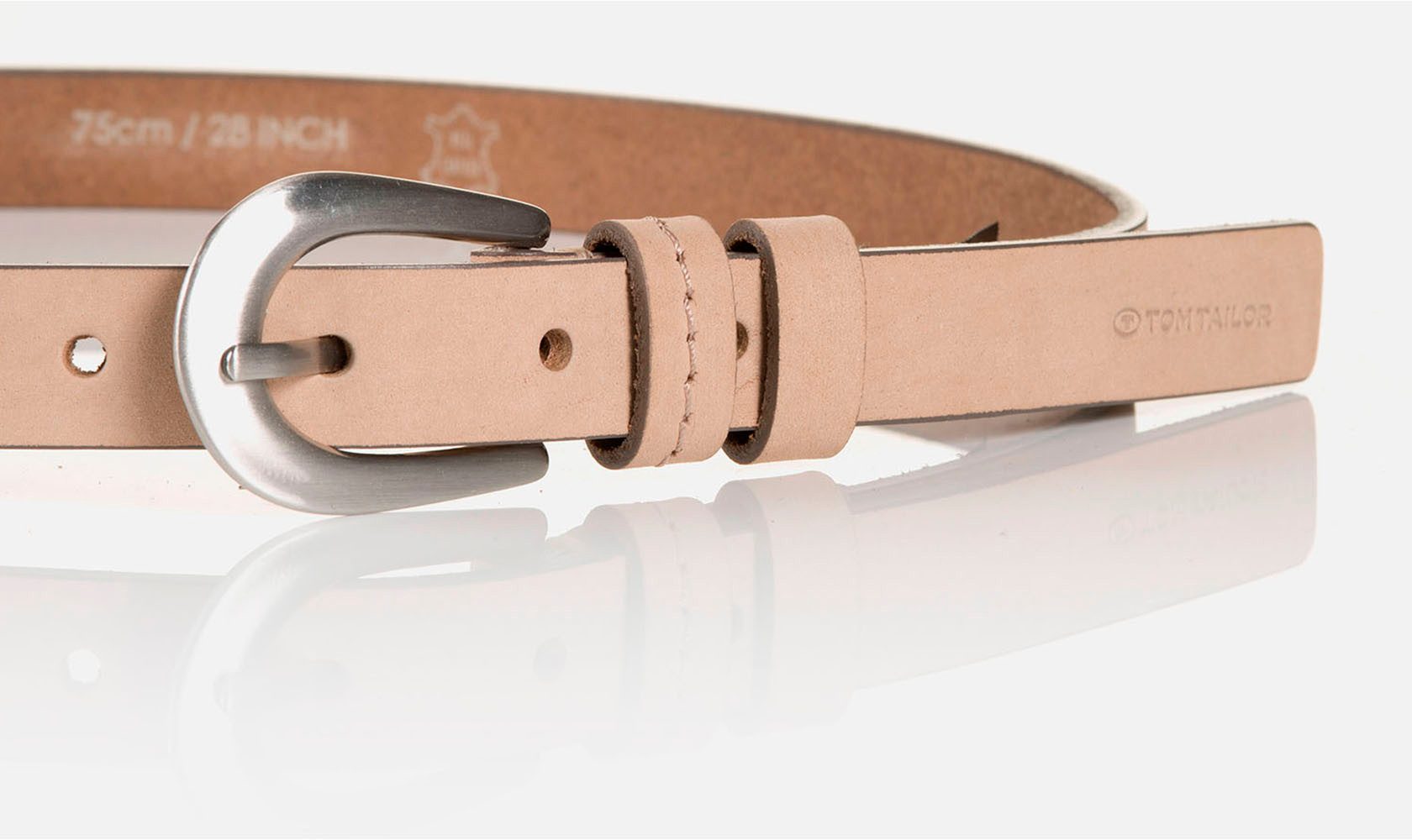 Tom Tailor Leren riem TTELLA met blindstempel op de punt