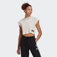 adidas performance t-shirt adidas sportswear recycled cotton crop-top wit