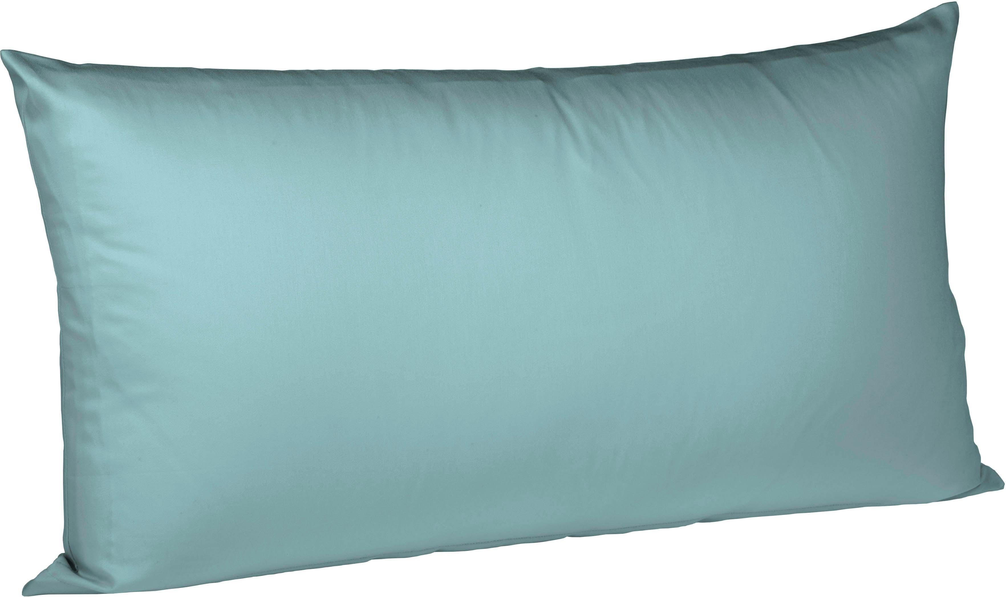 fleuresse Kussenovertrek Colours Mako Satin, 100% katoen, met rits (2 stuks) kussenovertrekken maat 40 cm x 80 cm blauw
