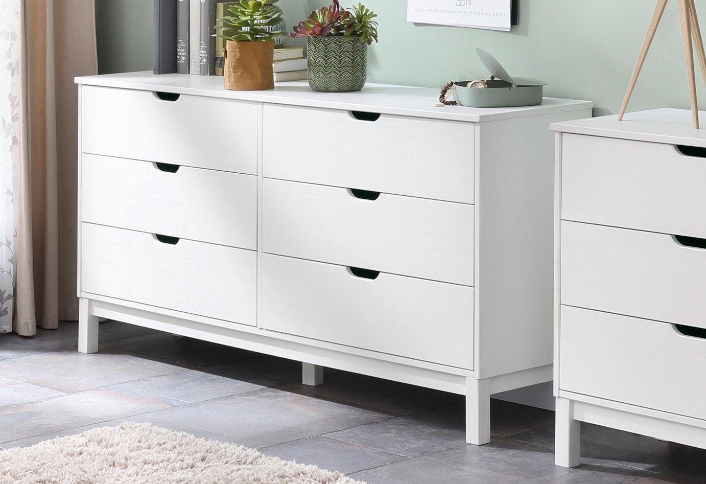 Home affaire Kast Post massief grenenhout, met vele opbergmogelijkheden, breedte 150 cm dressoirs maat 150x39x75 cm wit