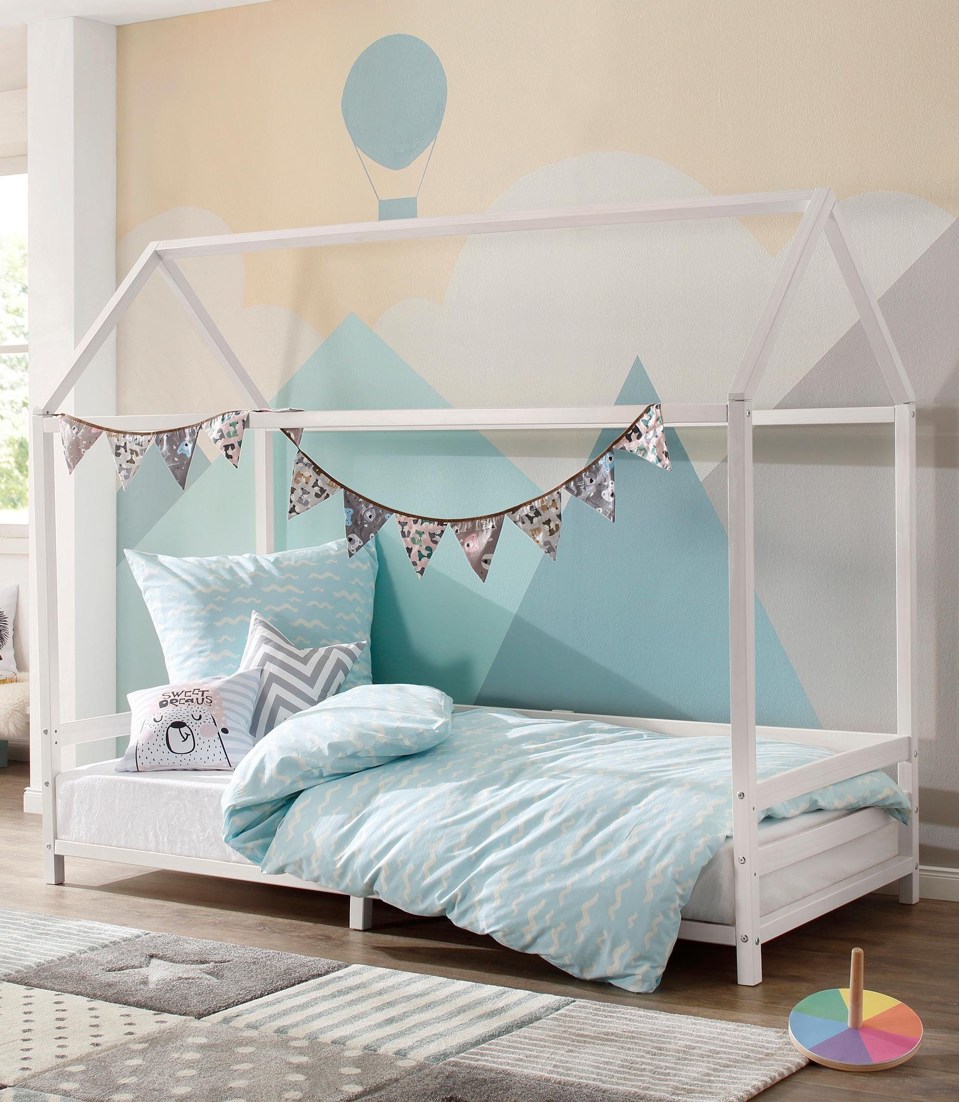 Lüttenhütt Kinderledikant Ellen Bedhuis met rand van grenenhout, twee kleurvarianten, breedte 208 cm