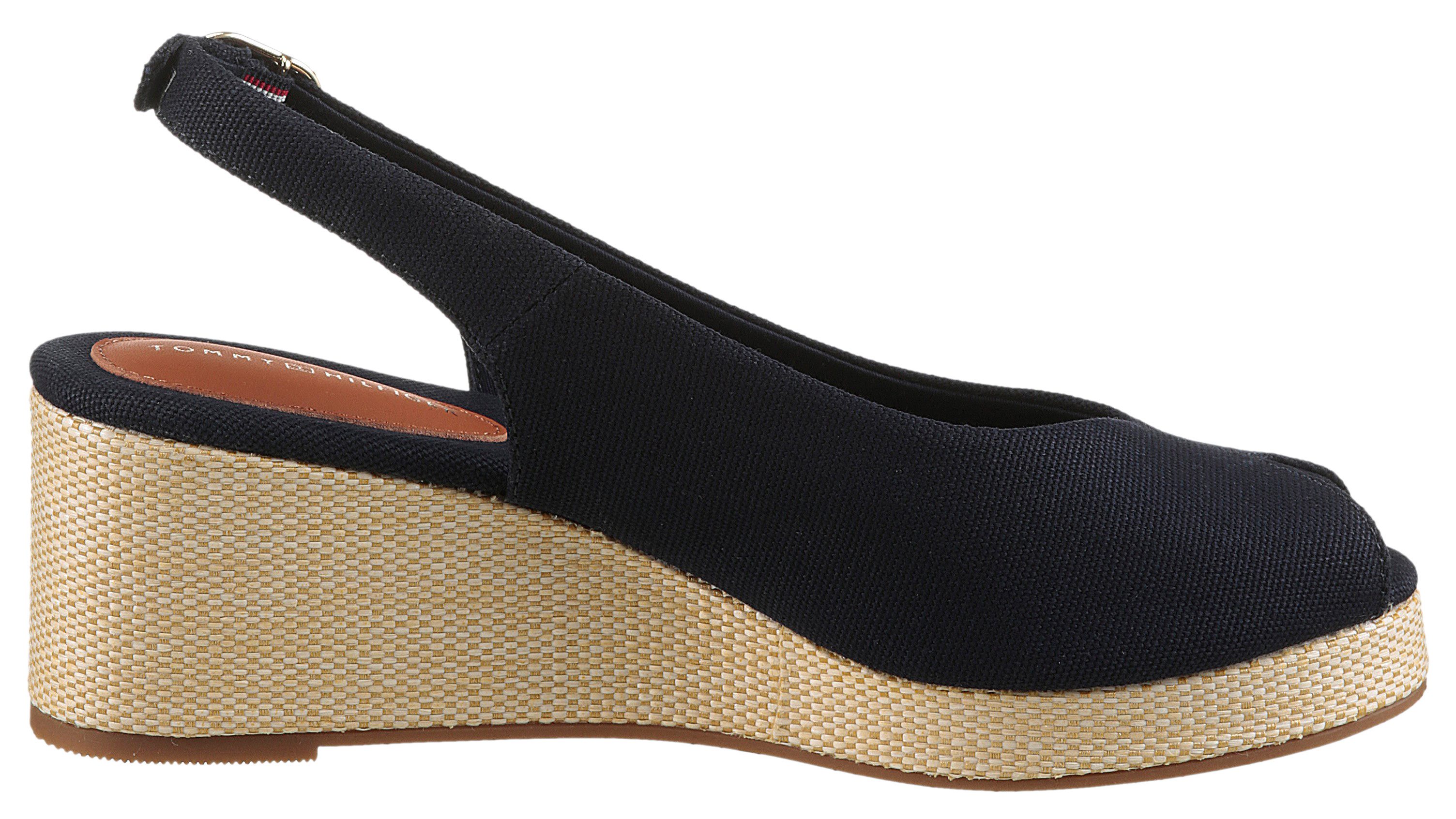 Tommy Hilfiger Sleehaksandaaltjes FLAG MID WEDGE ESPAD SLINGBACK , plateau, zomerschoen, riem-sandaal met verstelbare gesp
