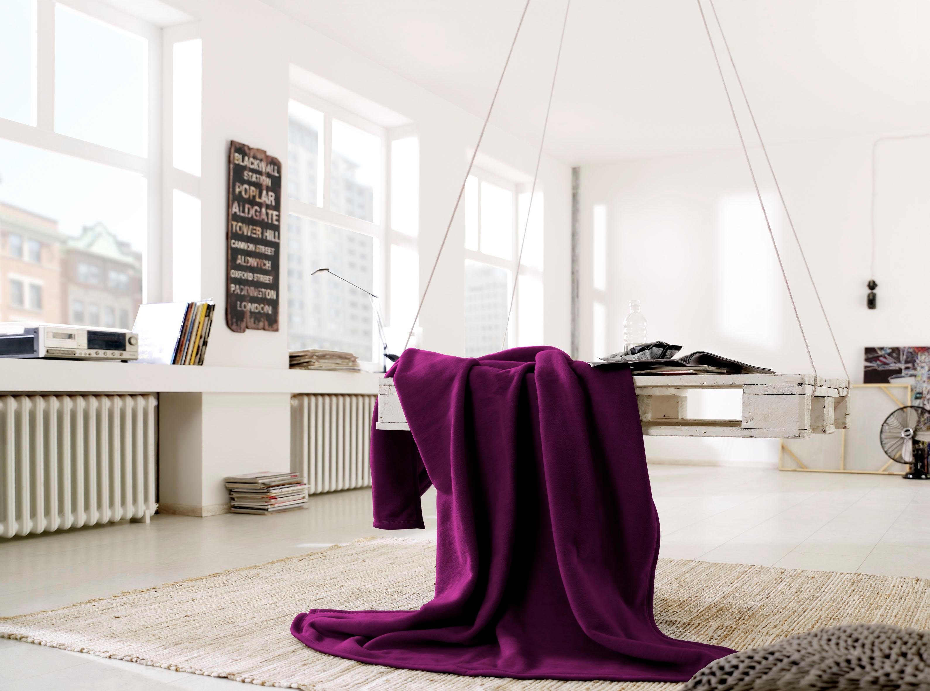 BIEDERLACK Deken Cotton Home in uni design, knuffeldeken