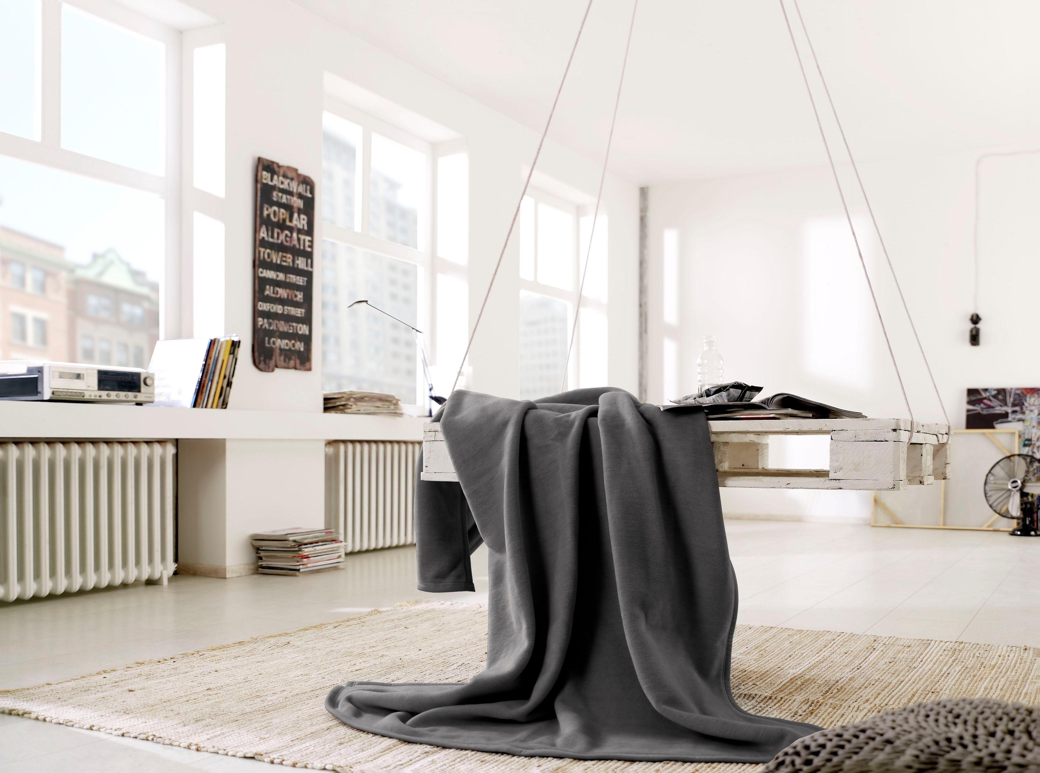 BIEDERLACK Deken Cotton Home in uni design, knuffeldeken
