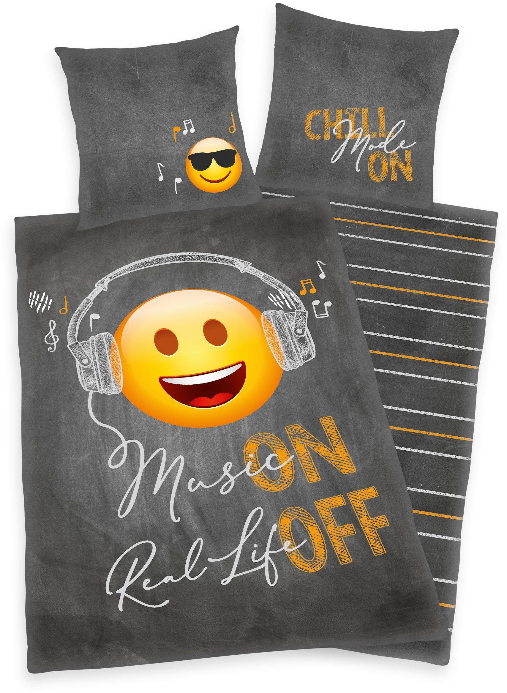 OTTO Overtrekset Young Collection "Emot!x" dekbedovertrekken maat 1x 135x200 cm grijs