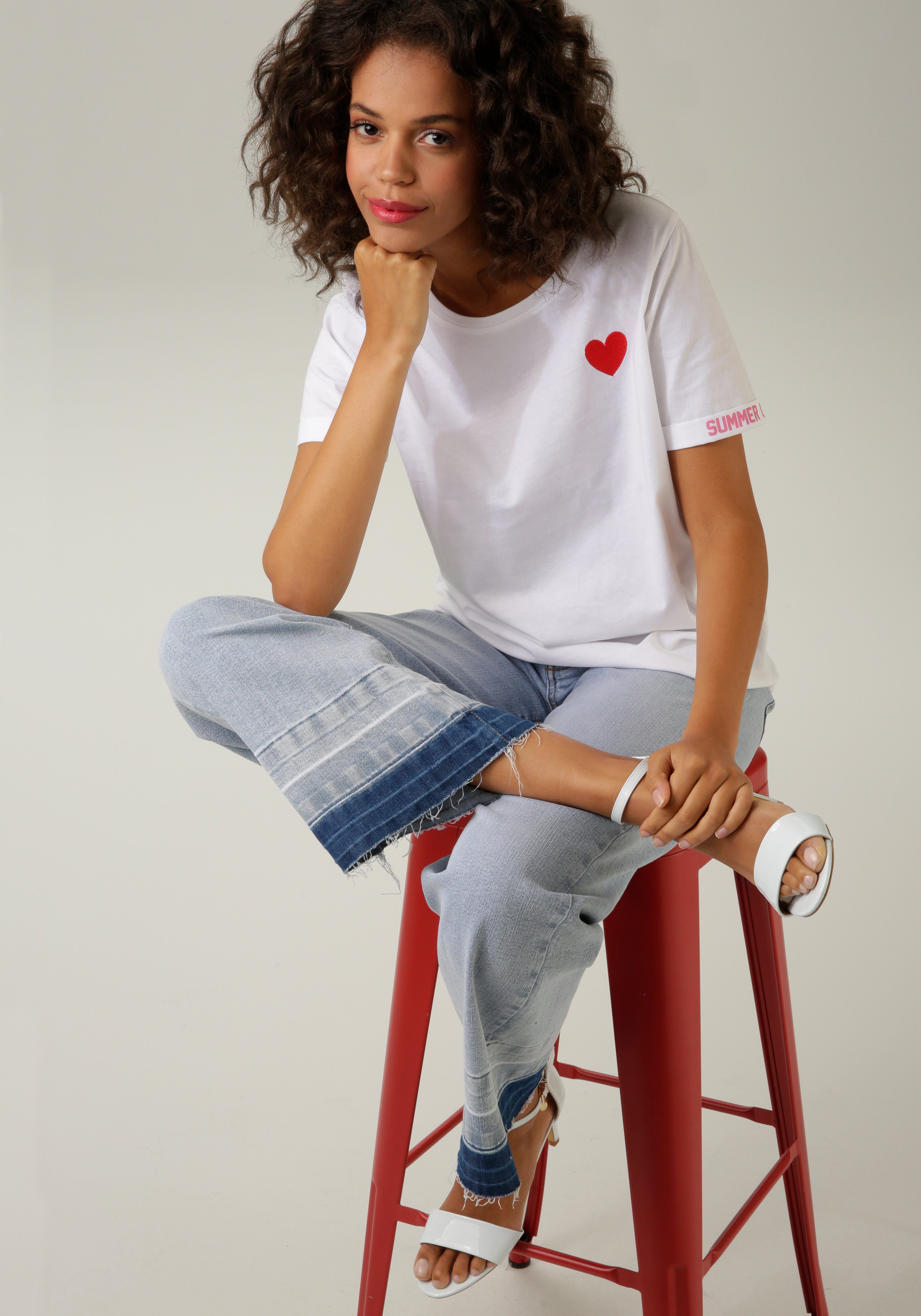 Aniston CASUAL T-shirt met hartjes en bedrukte achterkant