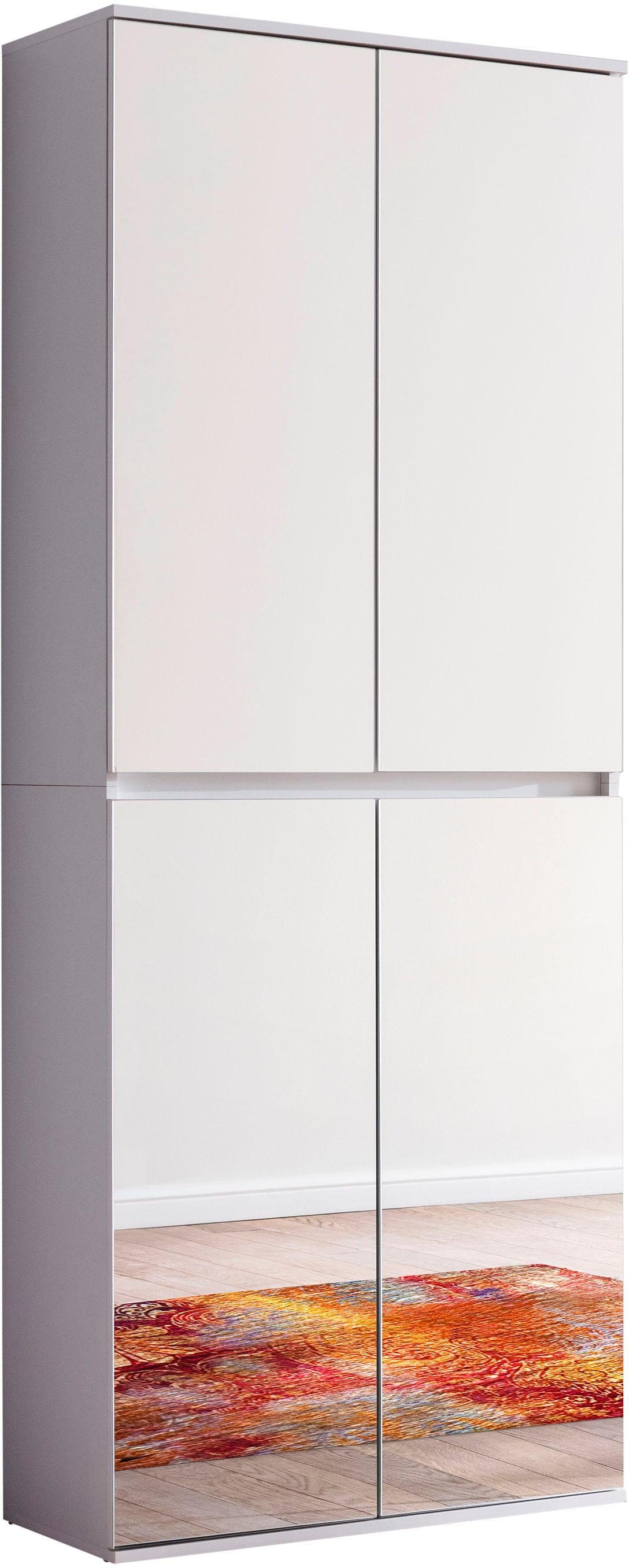 INOSIGN Kledingkast Malcesine met spiegelfront, 1 garderobestang en 7 planken, breedte 74 cm garderobekasten wit