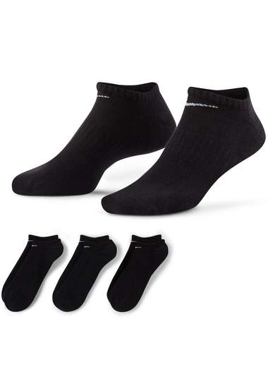 nike functionele sokken everyday cushioned training no-show (set, 3 paar) zwart