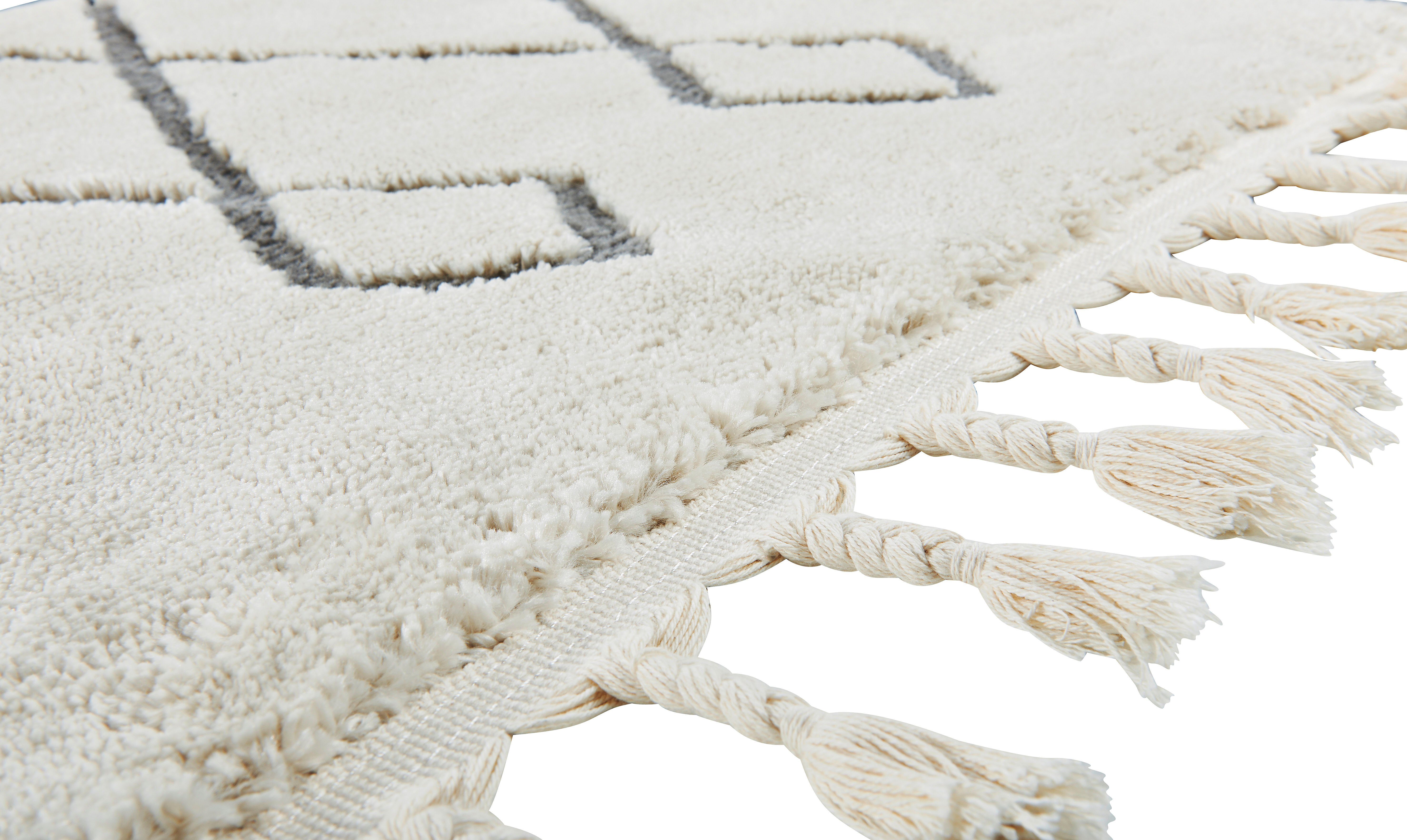 done.® Vloerkleed Sea modern scandi ontwerp, geruit, hoog-laag effect, met franjes