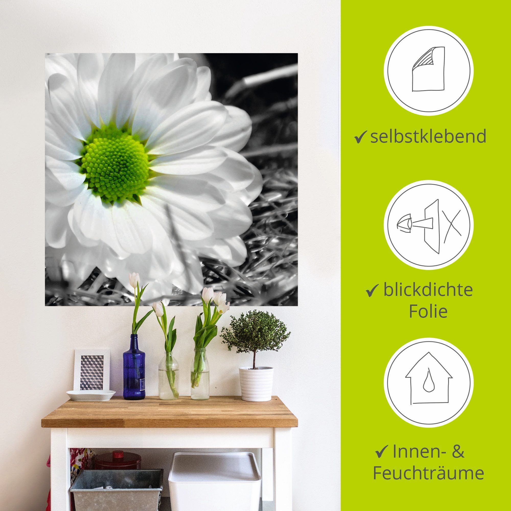 Artland Artprint Witte bloem als artprint op linnen, muursticker in verschillende maten