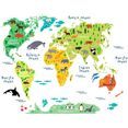 wall-art wandfolie dierlijke wereldkaart multicolor