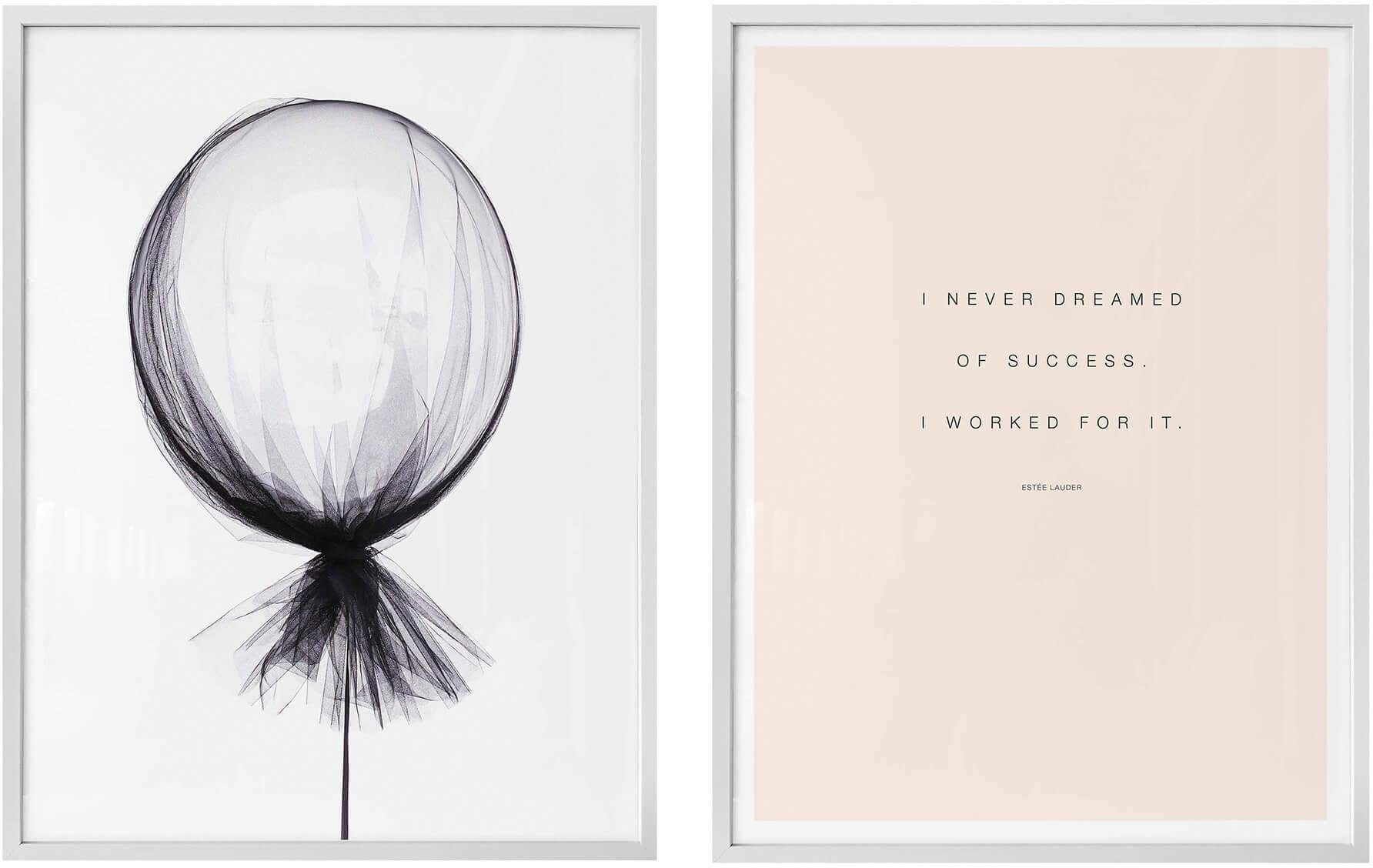 Wall-Art Poster I never dreamed of Success met lijst, poster, artprint, wandposter (set, 2 stuks)