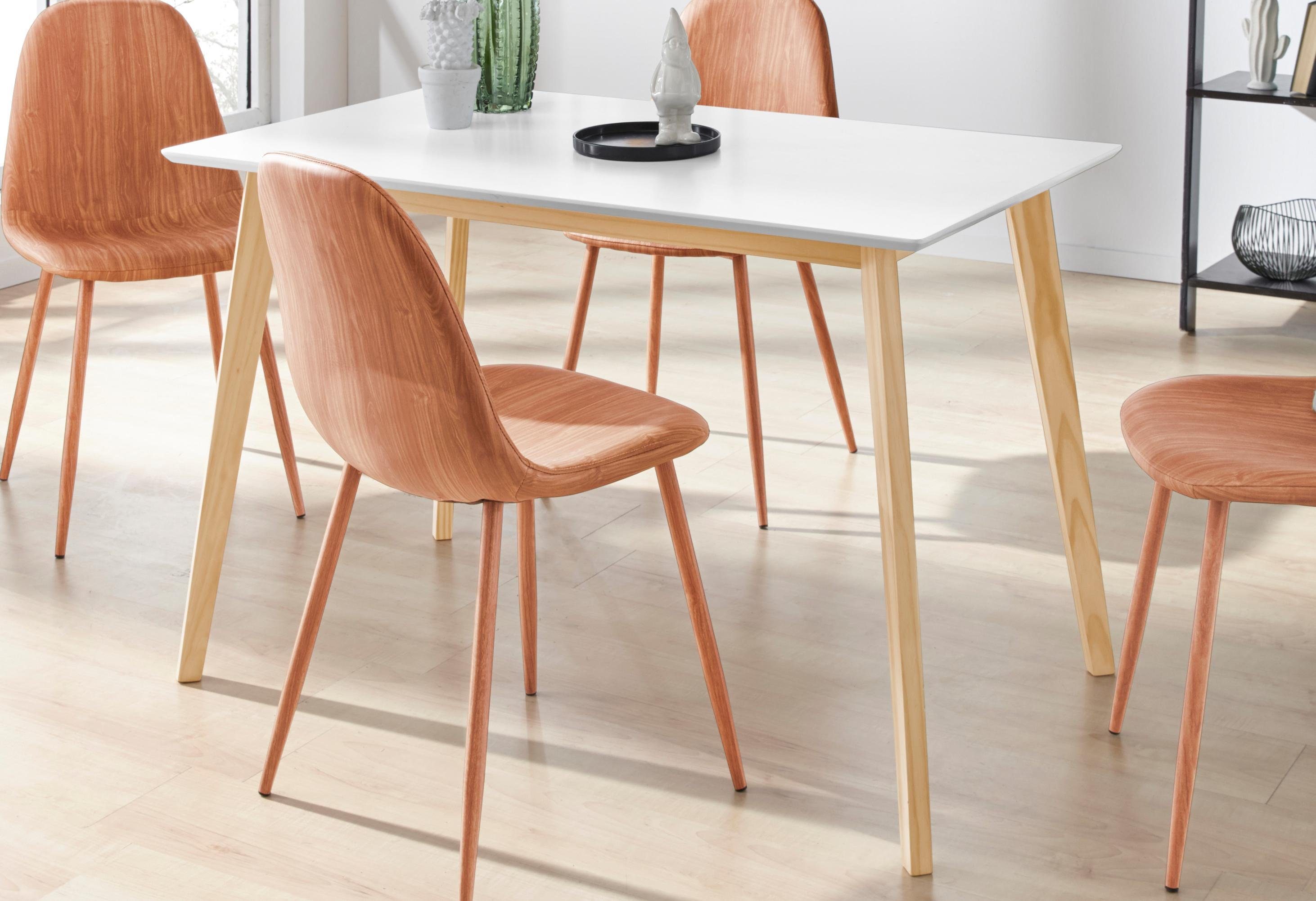 INOSIGN Eettafel Cody met poten van massief hout hoekig mdf-tafelblad, in 2 kleurvarianten