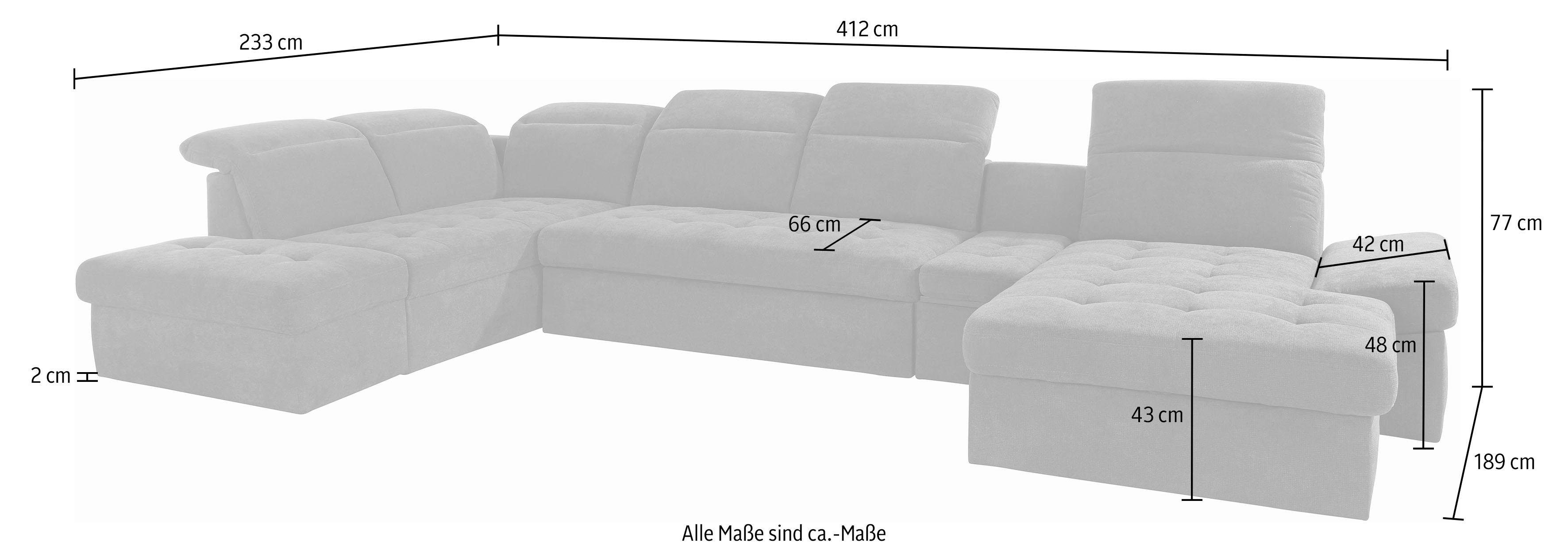 sit&more Zithoek Stardust U-vorm met verstelbare hoofdsteun, armleuningen en tafelelement