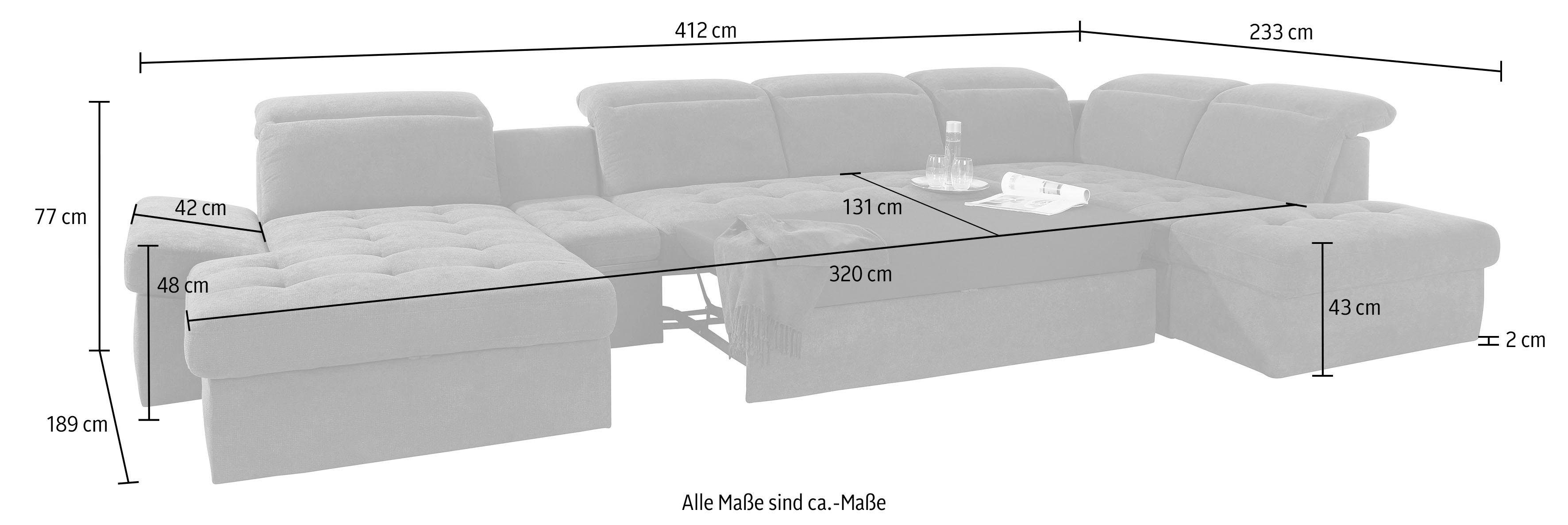 sit&more Zithoek Stardust U-vorm met verstelbare hoofdsteun, armleuningen en tafelelement