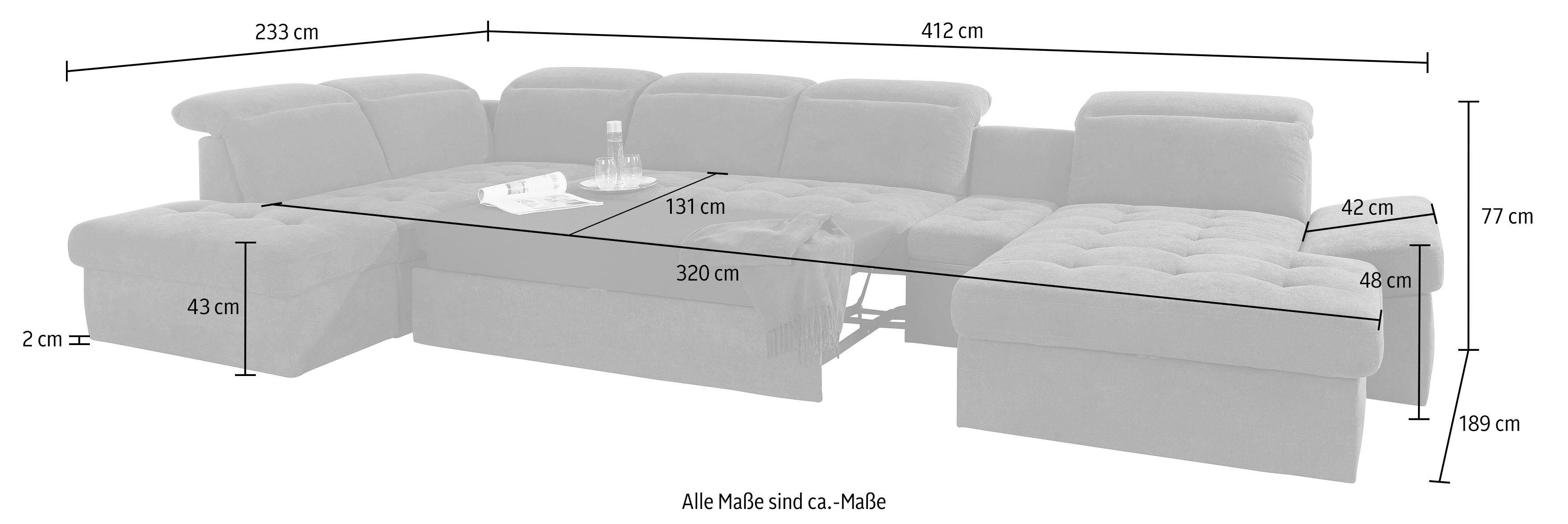 sit&more Zithoek Stardust U-vorm met verstelbare hoofdsteun, armleuningen en tafelelement
