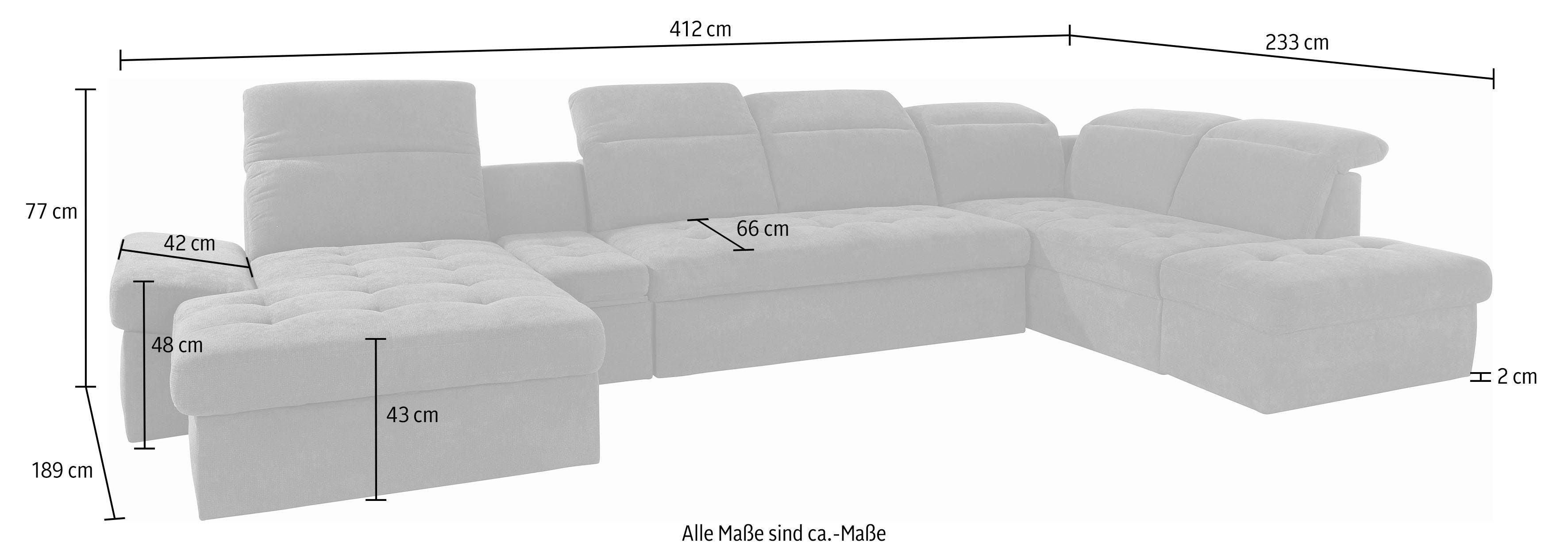 sit&more Zithoek Stardust U-vorm met verstelbare hoofdsteun, armleuningen en tafelelement