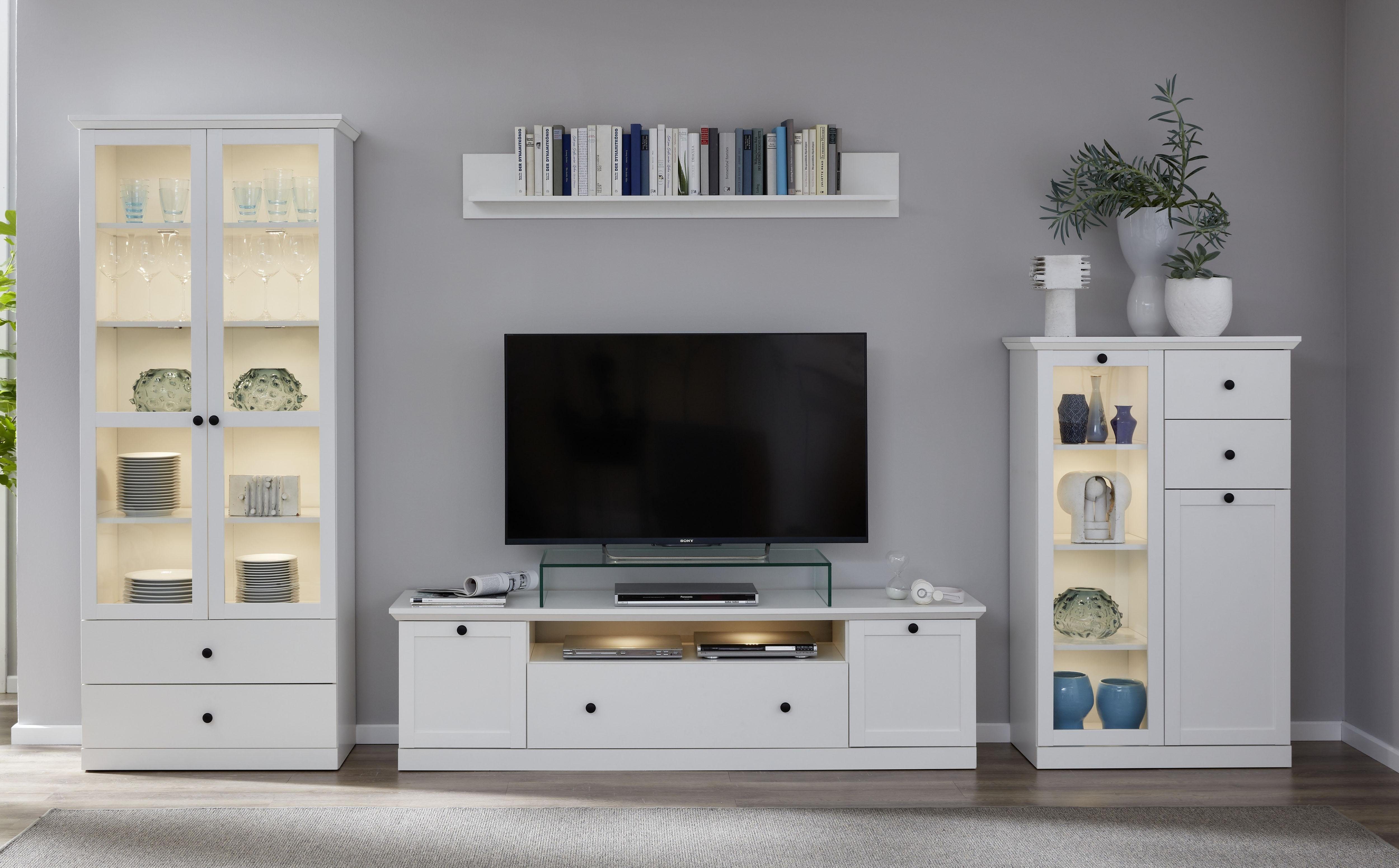 Home affaire Wandmeubel Örebro tijdloze landelijke stijl, volledig uittrekbaar, verlichting optioneel (set, 4-delig)