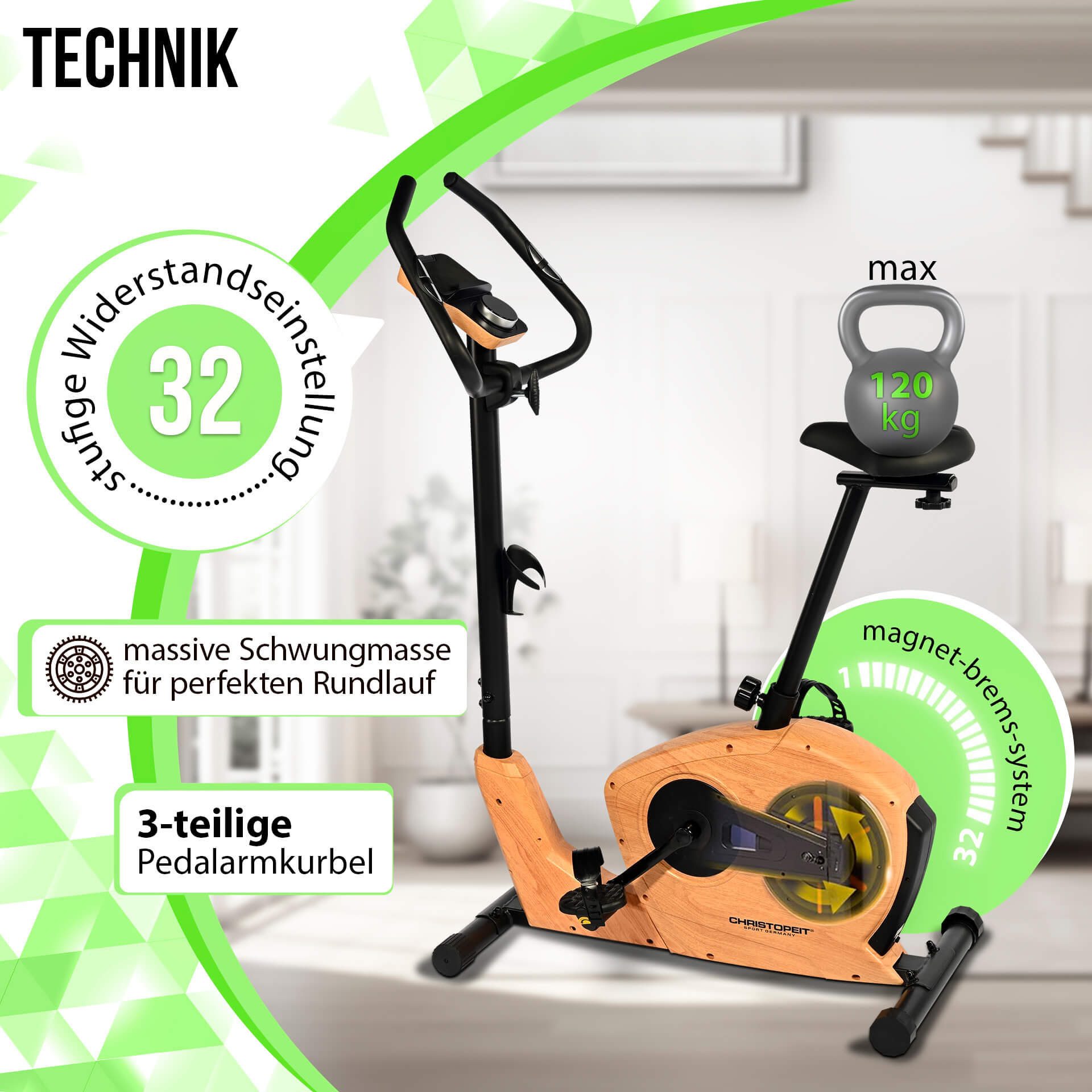 Christopeit Sport® Ergometer ET 3.2 Swinggewicht ca. 7 kg, 32 weerstandsniveaus